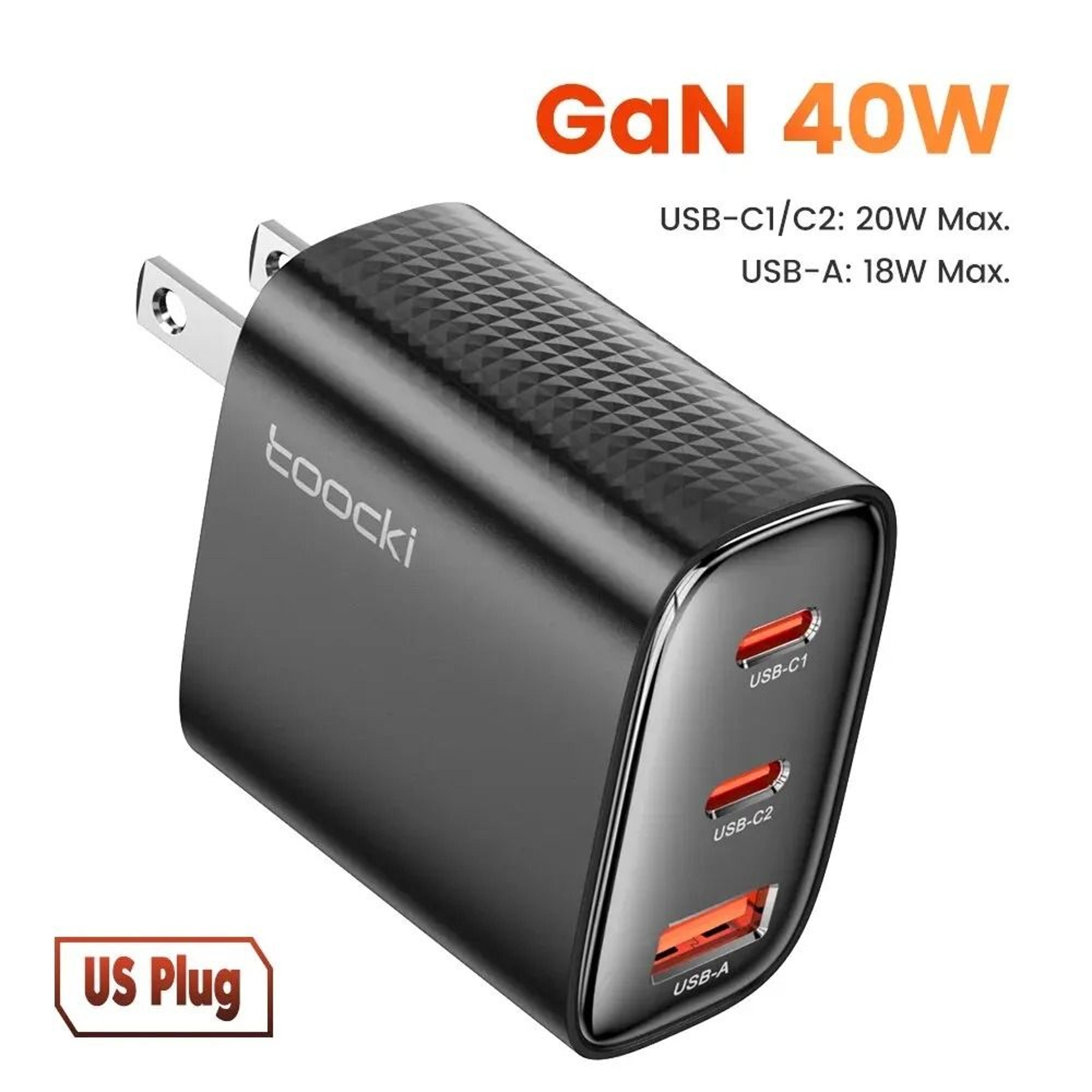 High Speed Dual Port GaN Fast Charger 40W USB C Power Adapter 9