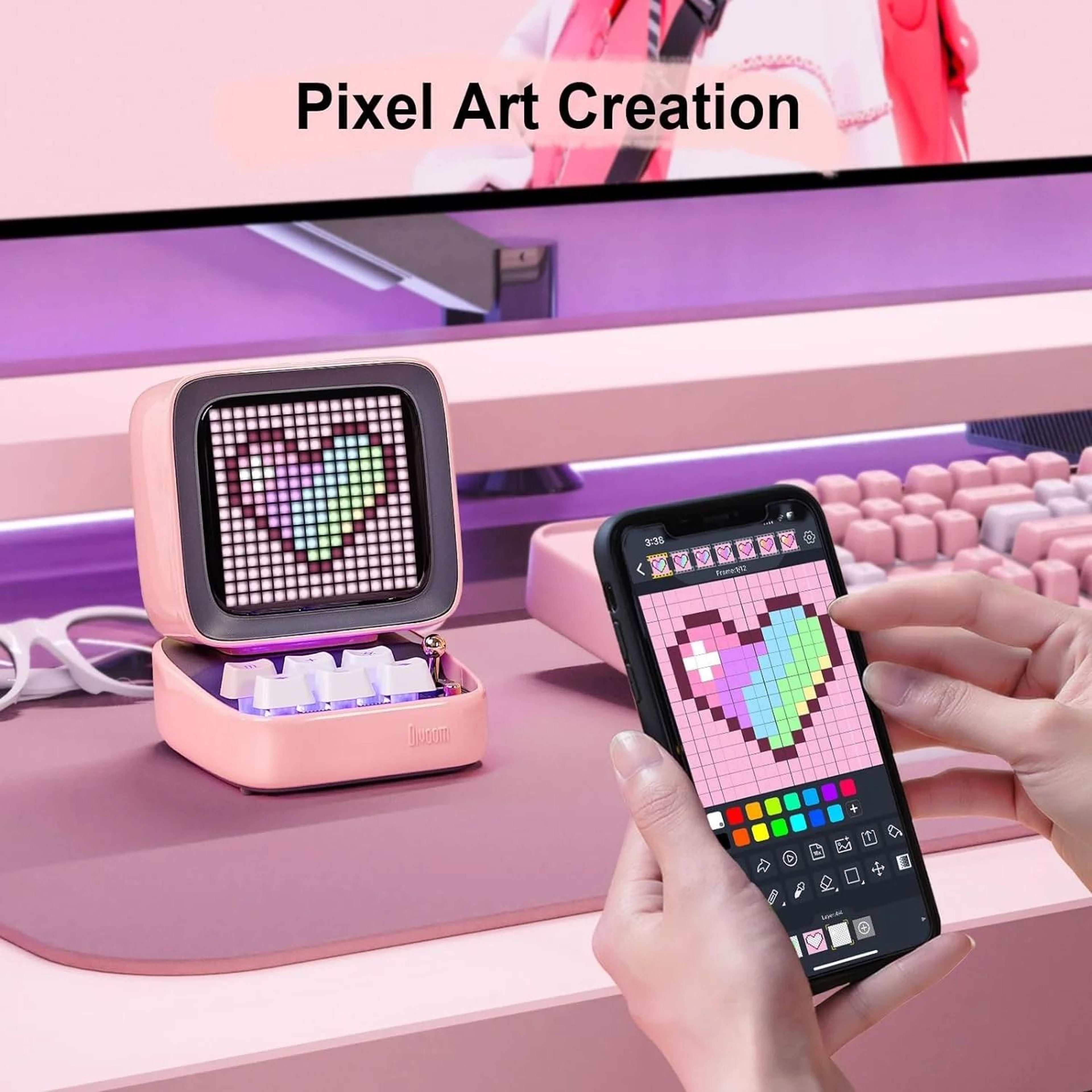 Retro Pixel Art Bluetooth Speaker With DIY LED Display And App Control 1