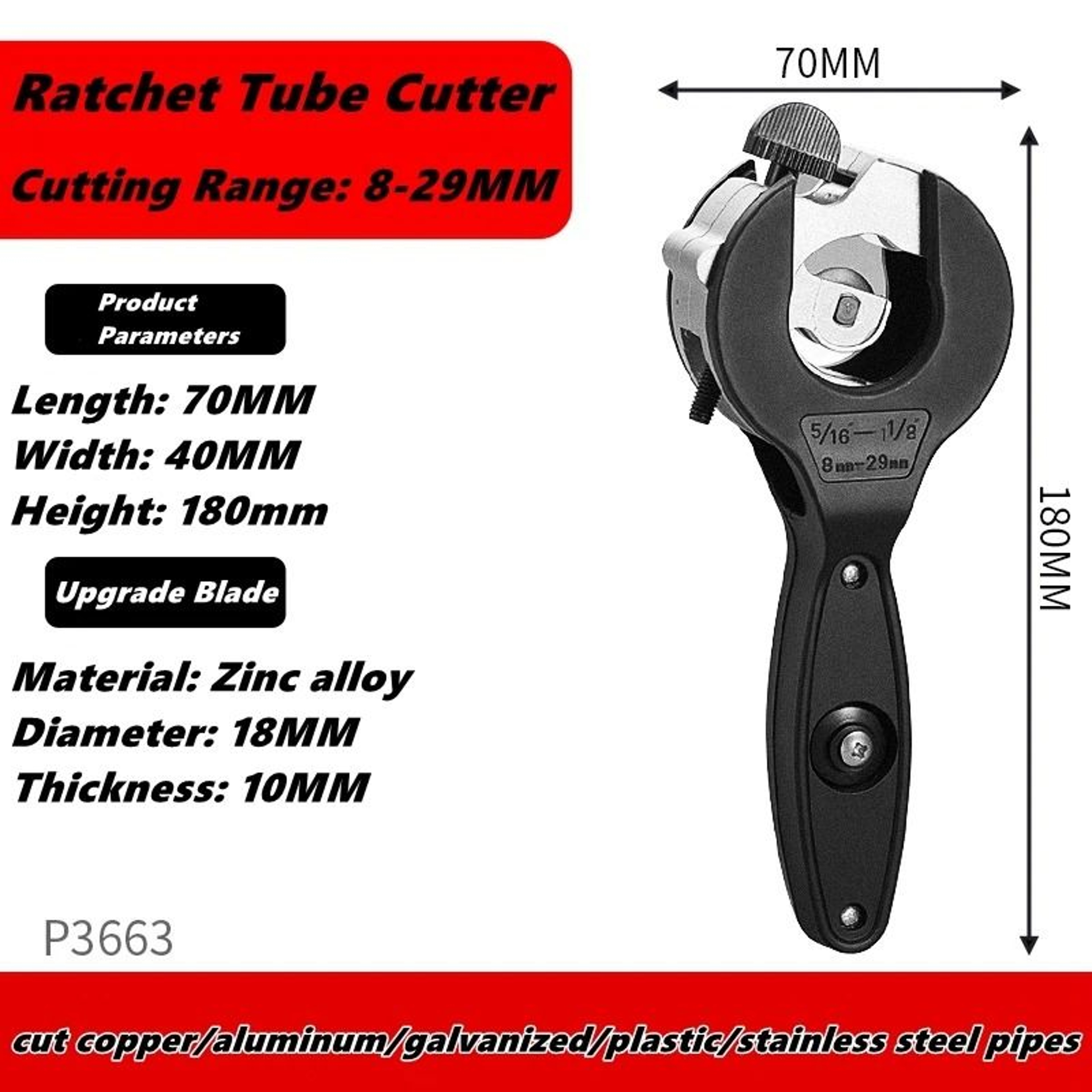 Ratcheting Tubing Cutter For Metal And Plastic Pipes 7