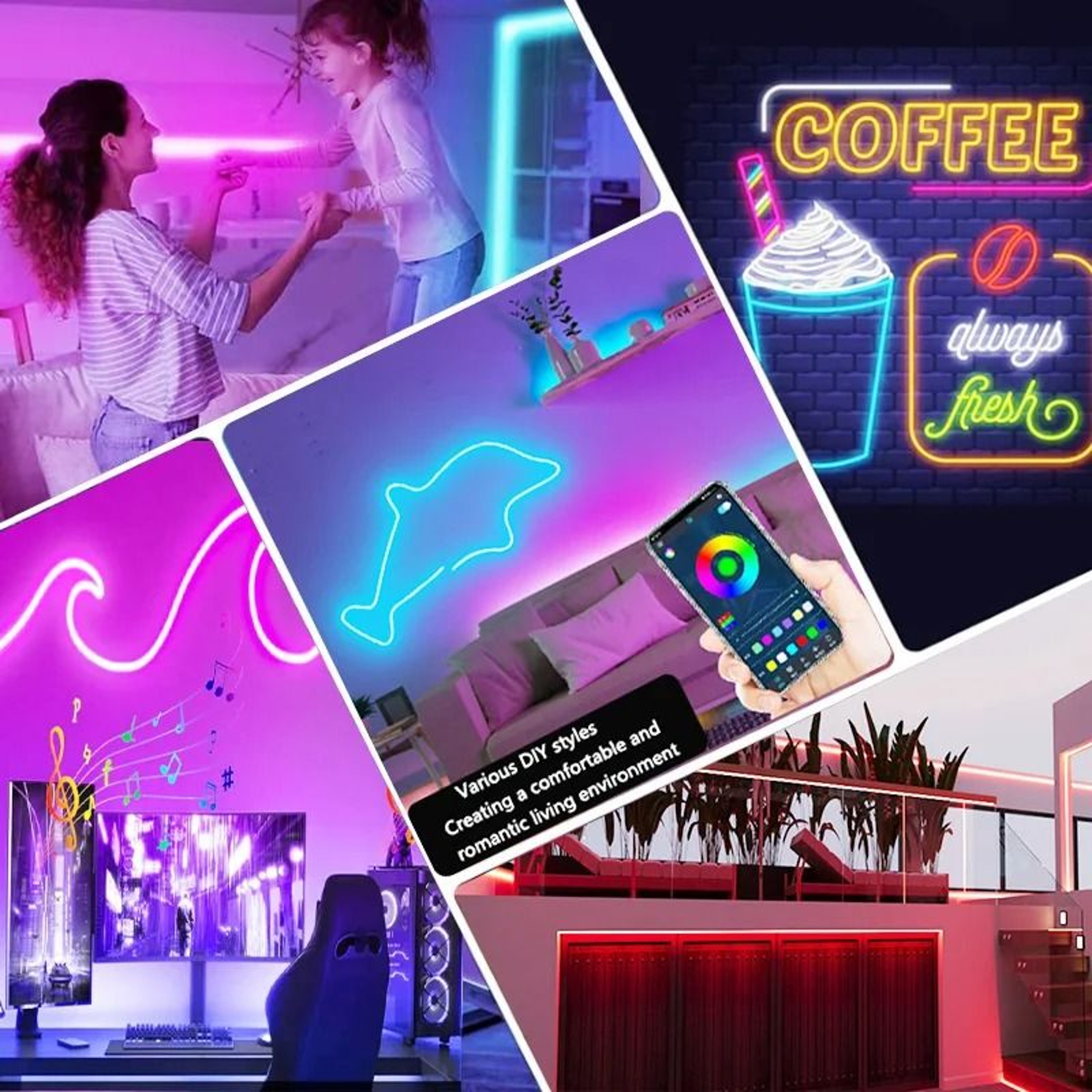 Smart RGB LED Neon Light Strip With App And Bluetooth Control 5