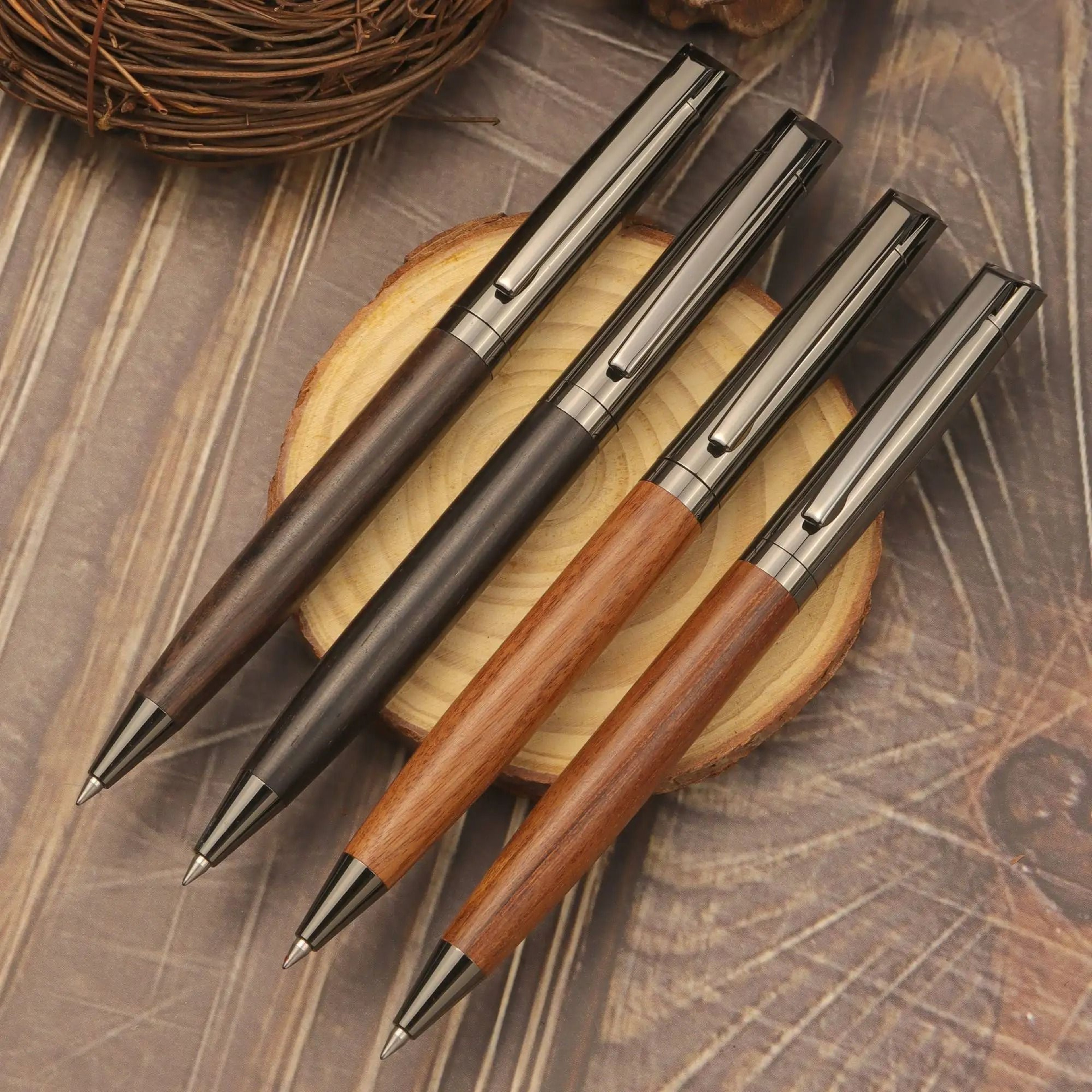 Luxury Wood And Metal Ballpoint Pen With Case 5