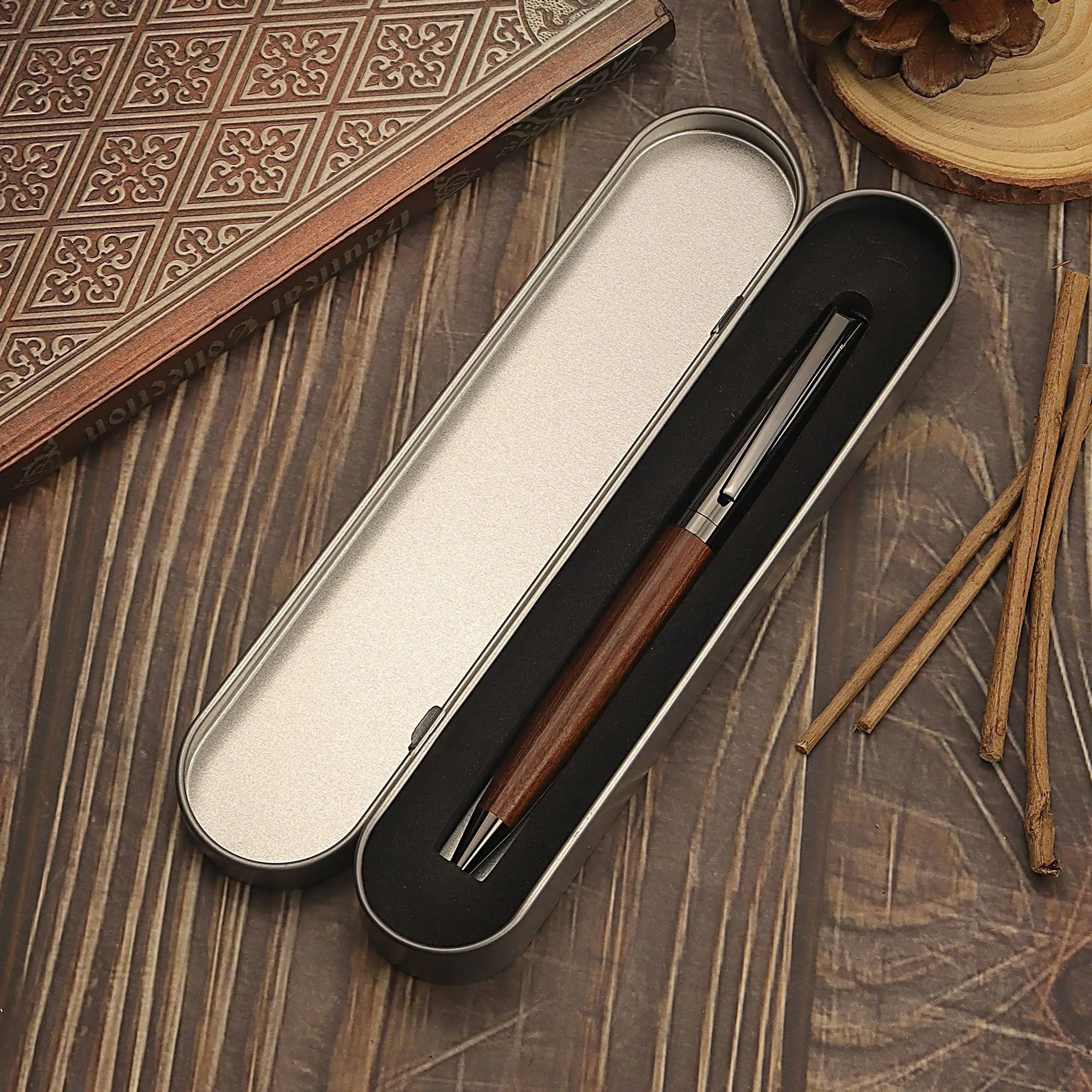 Luxury Wood And Metal Ballpoint Pen With Case 6