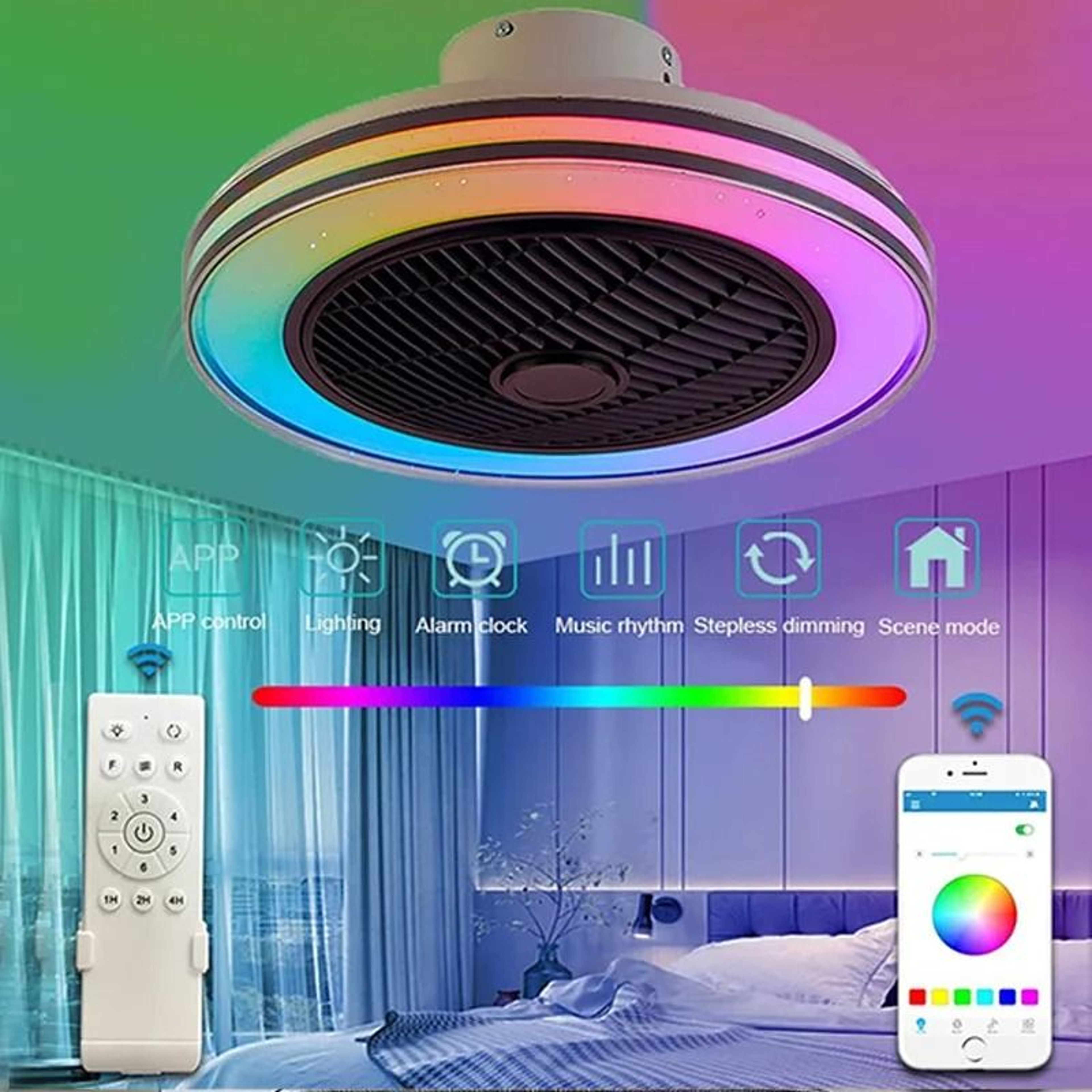 Smart LED Ceiling Fan With Bluetooth Speaker 0