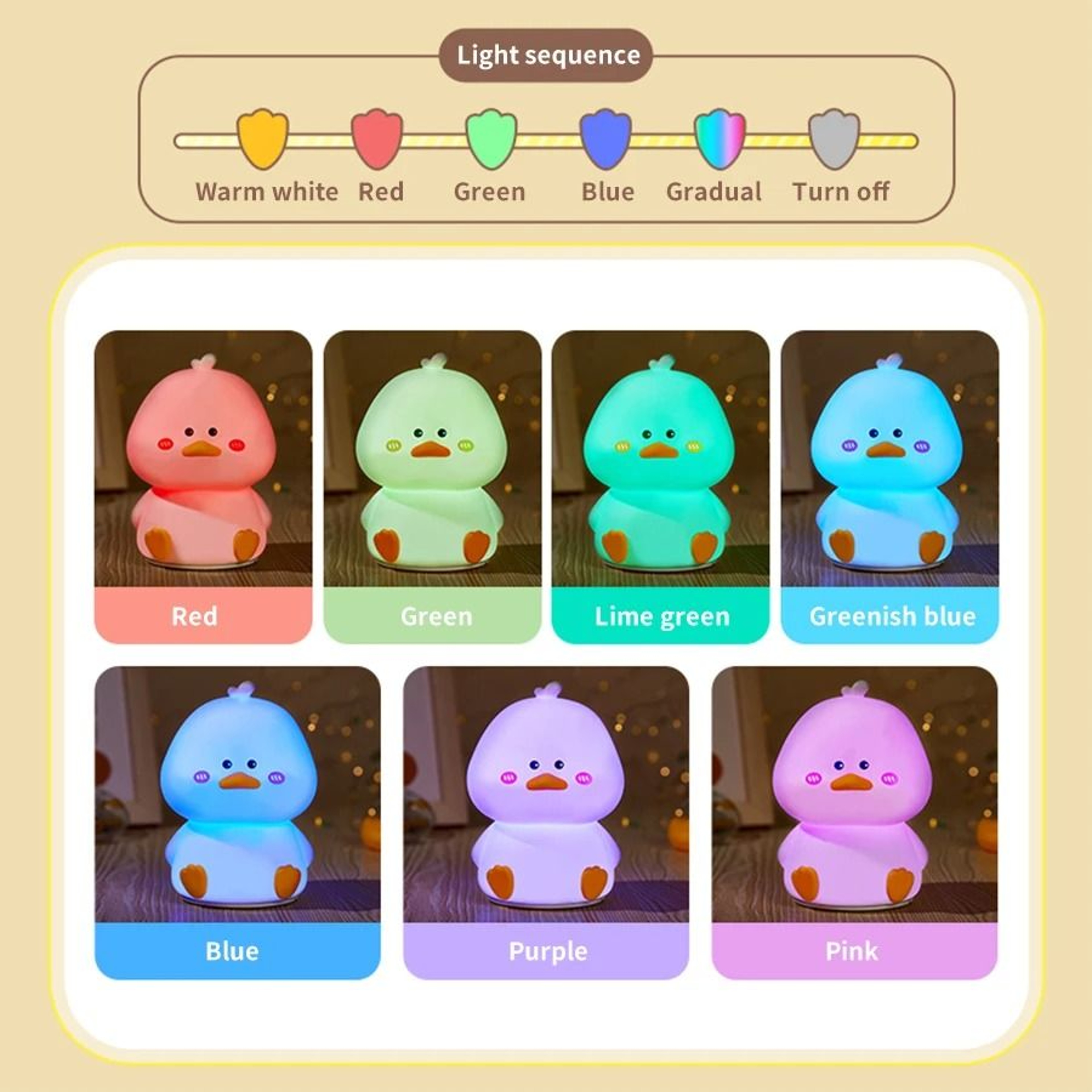 Smart Duck Silicone Rechargeable LED Night Light For Bedroom Decor 1