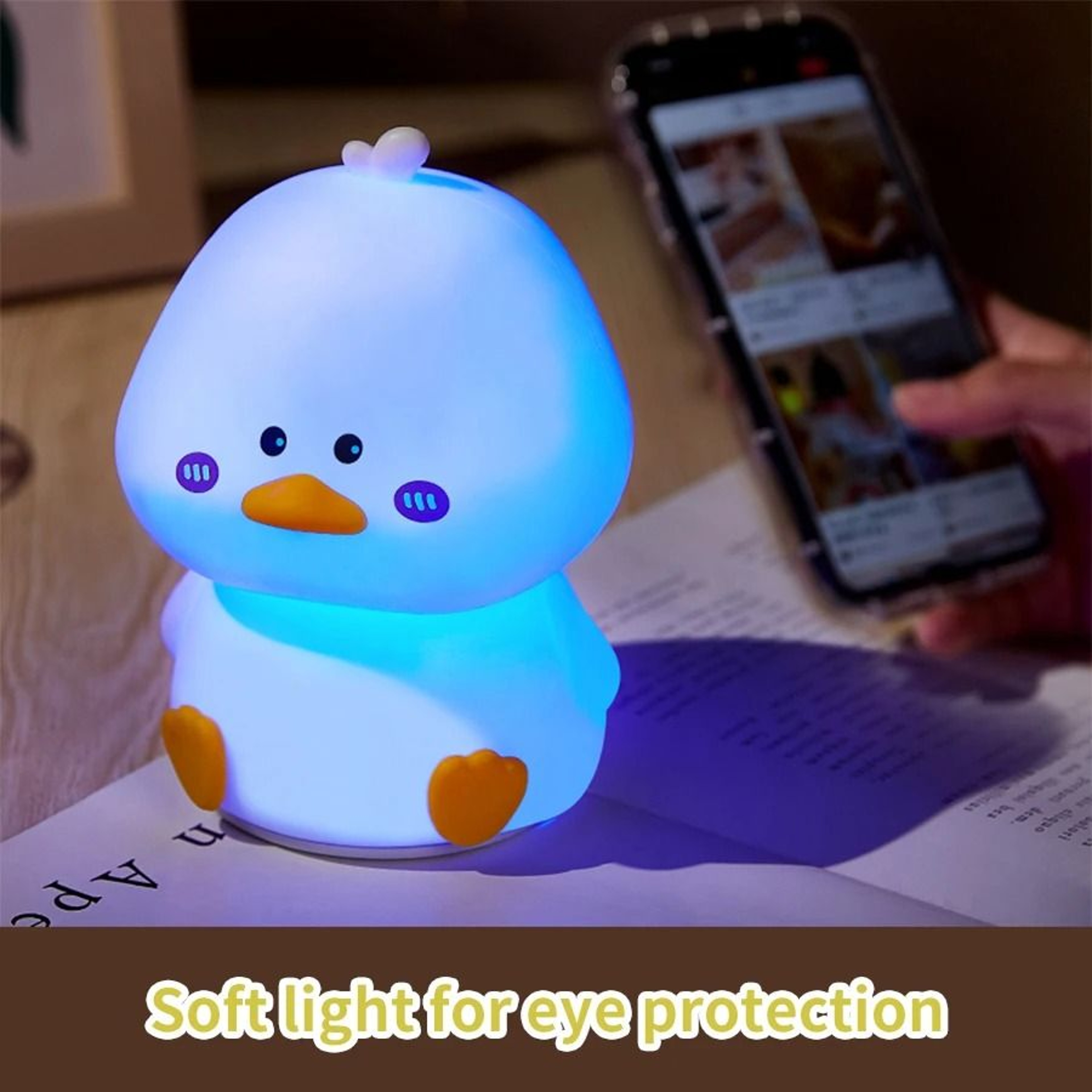 Smart Duck Silicone Rechargeable LED Night Light For Bedroom Decor 3