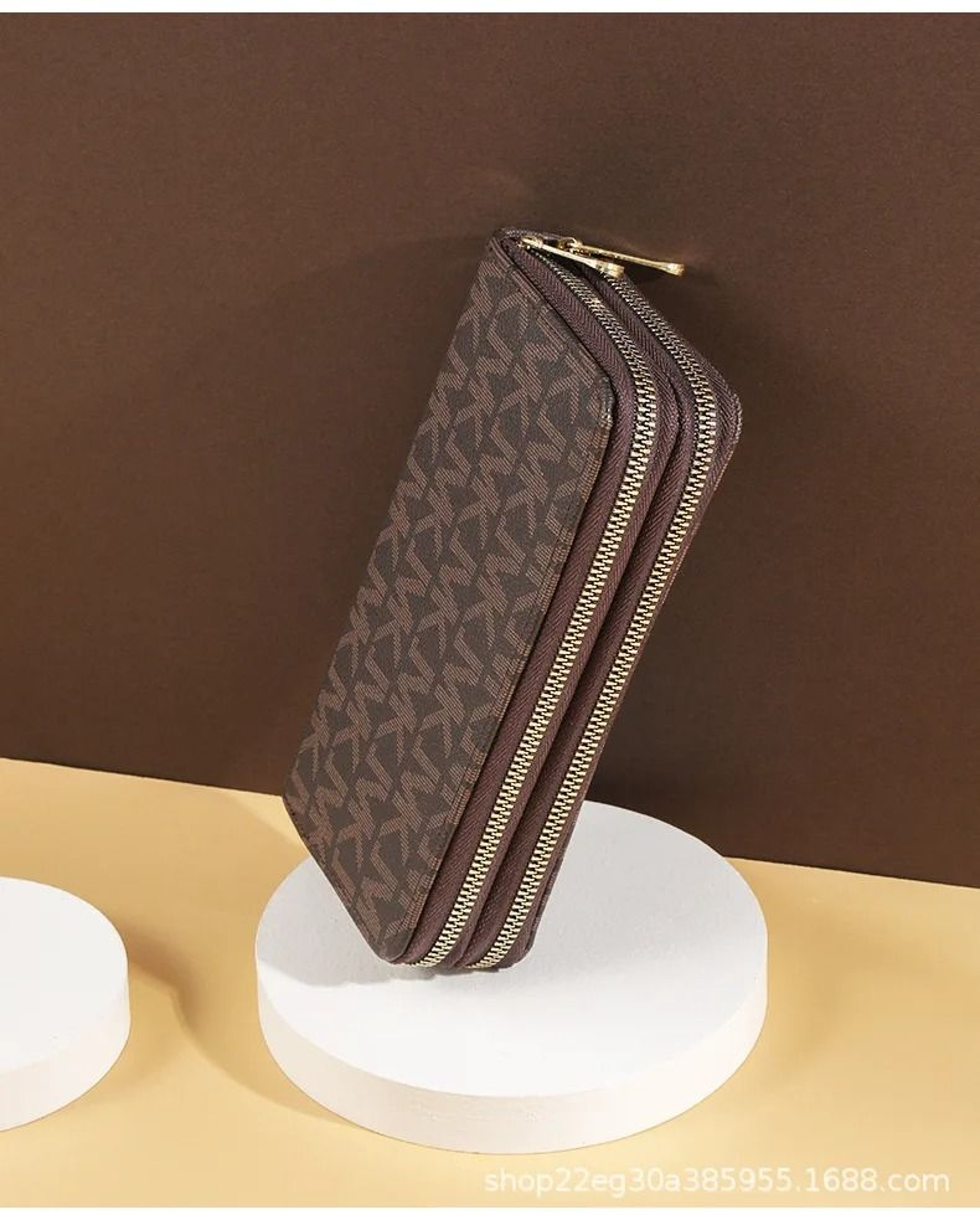 Womens Long Double Zipper Wallet With Phone Card And Wristlet Design 5
