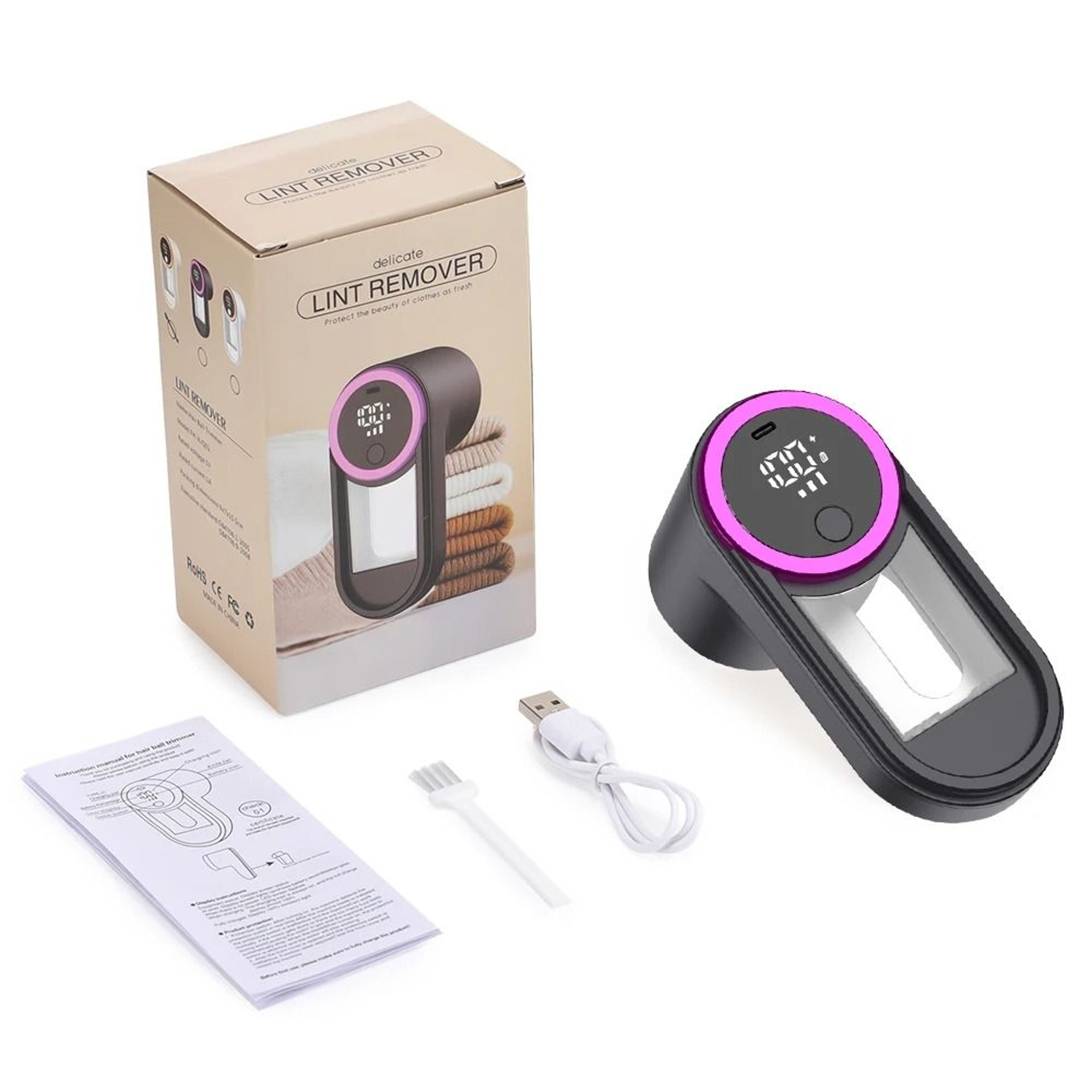 Rechargeable Fabric Lint Remover With LED Display And Adjustable Speeds 7