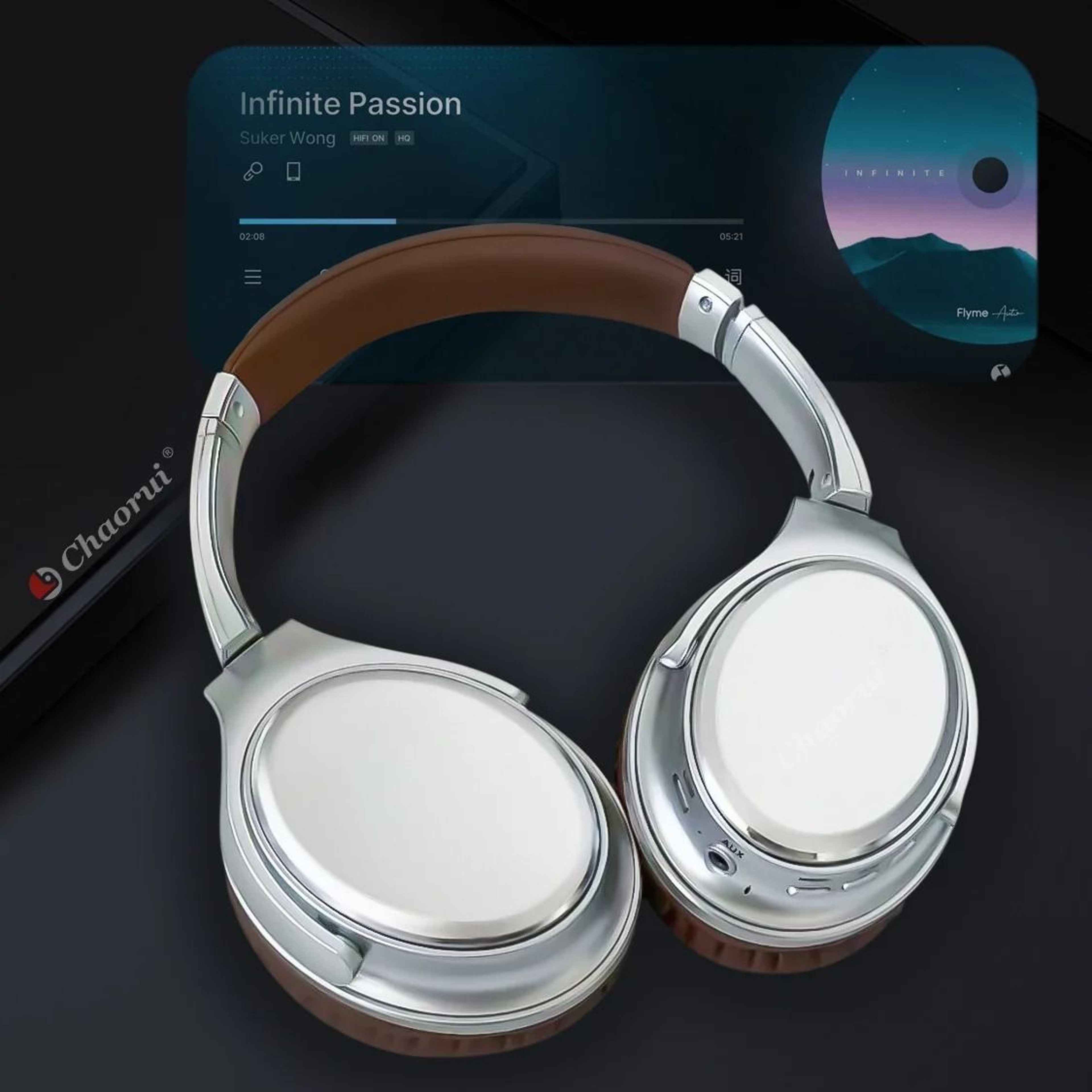 Metal Design Wireless Bluetooth Headphones HiFi Stereo Headset 4