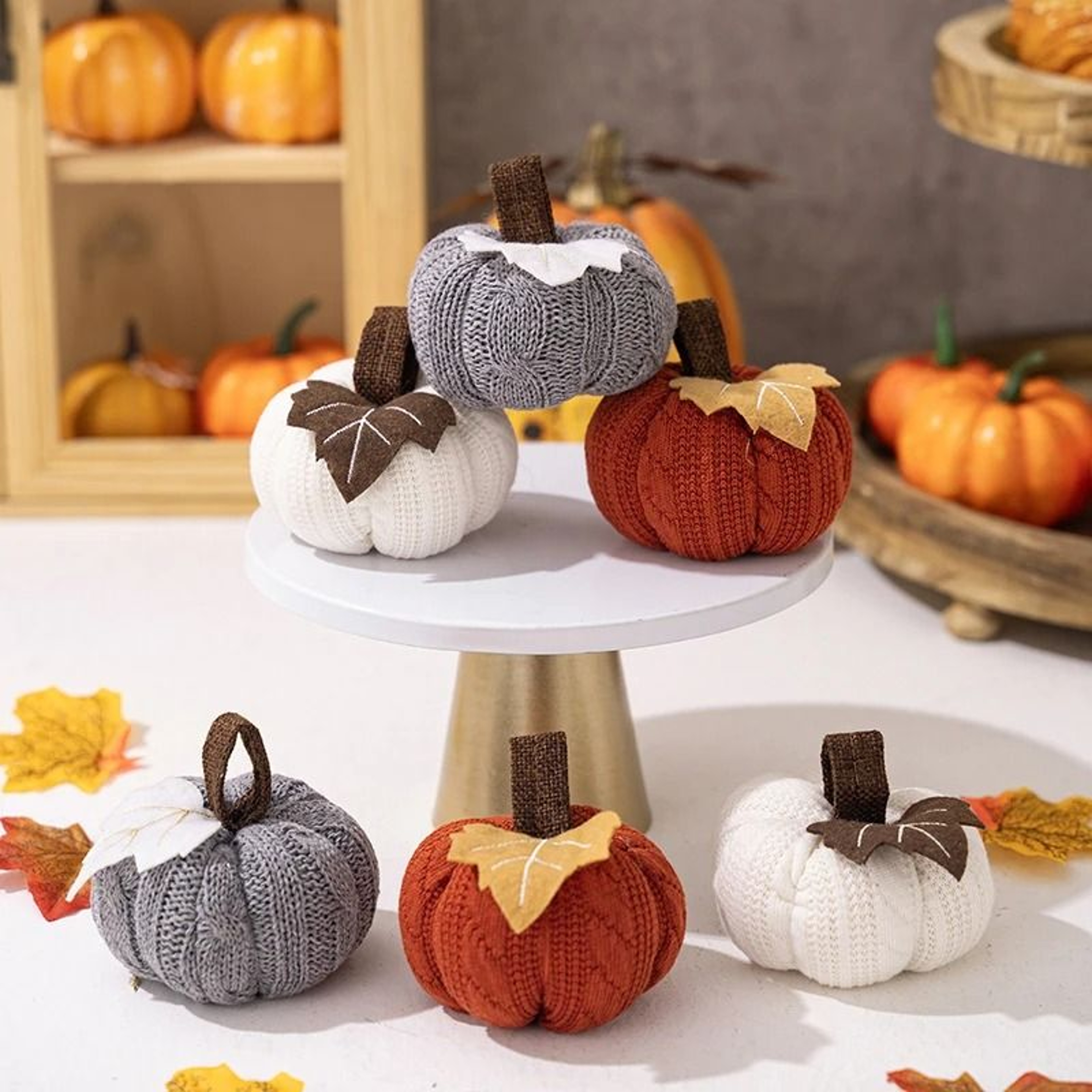 Knitted Soft Wool Pumpkin Ornament For Home Thanksgiving Harvest Decoration 5