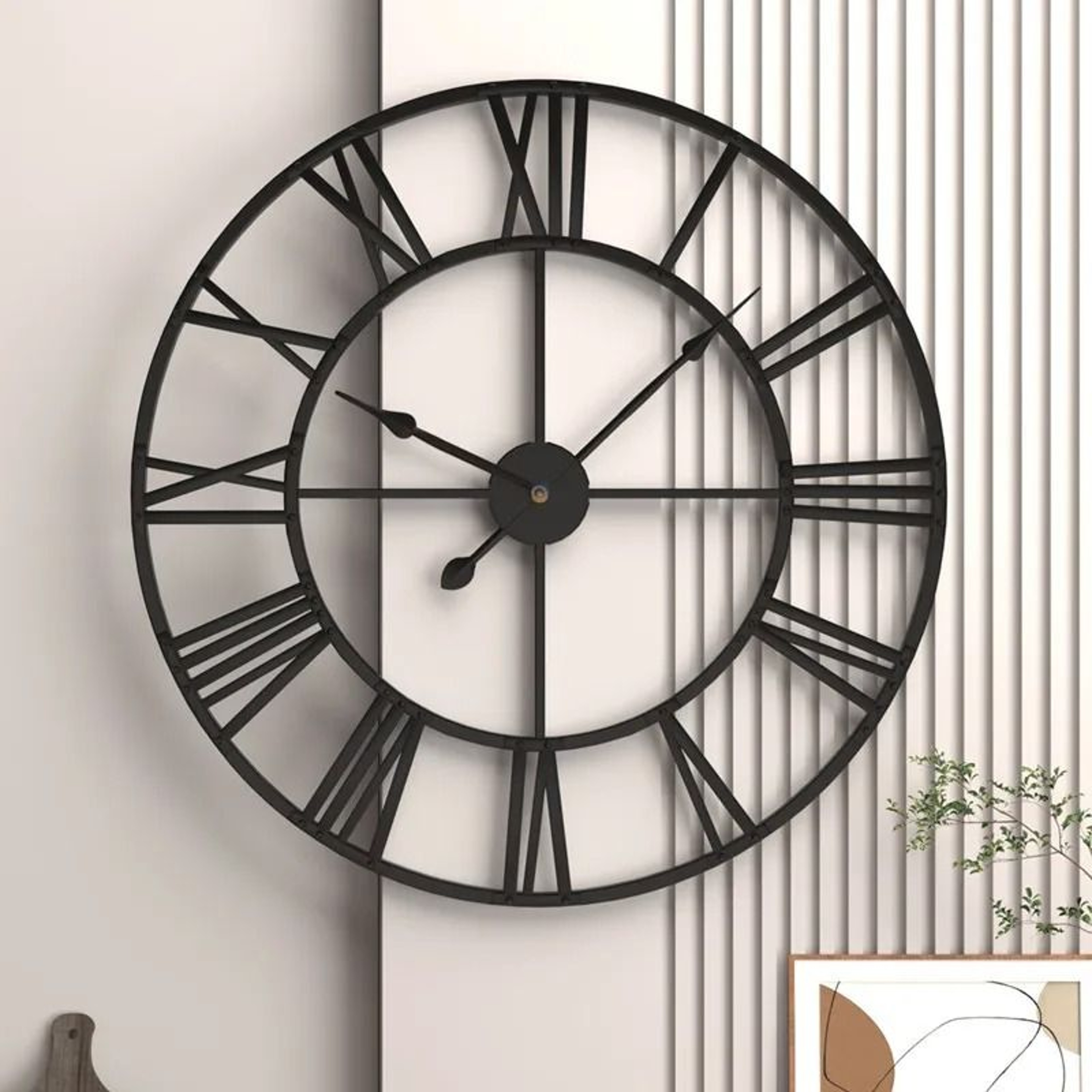 Modern Large 3D Wall Clock With Roman Numerals 1