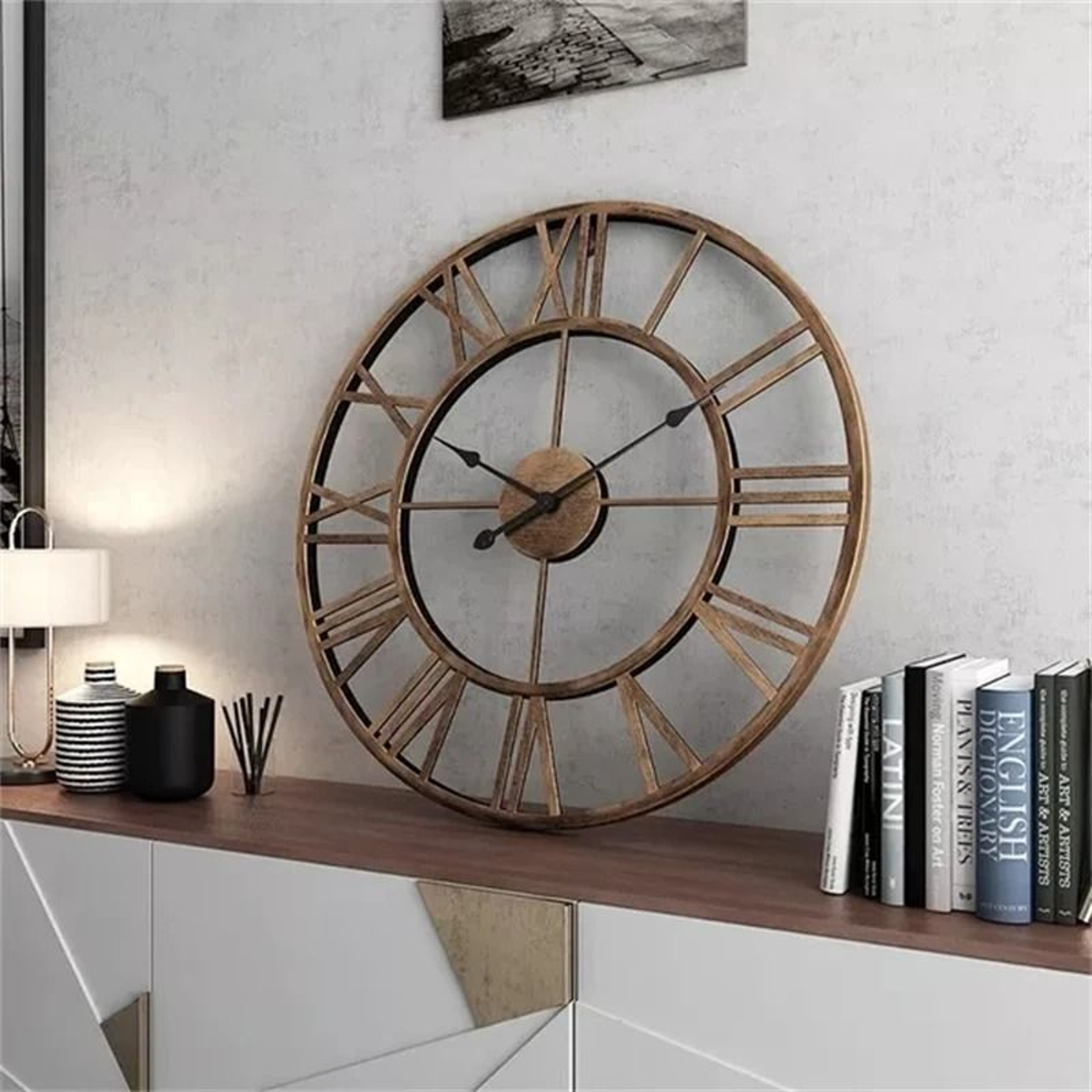 Modern Large 3D Wall Clock With Roman Numerals 4