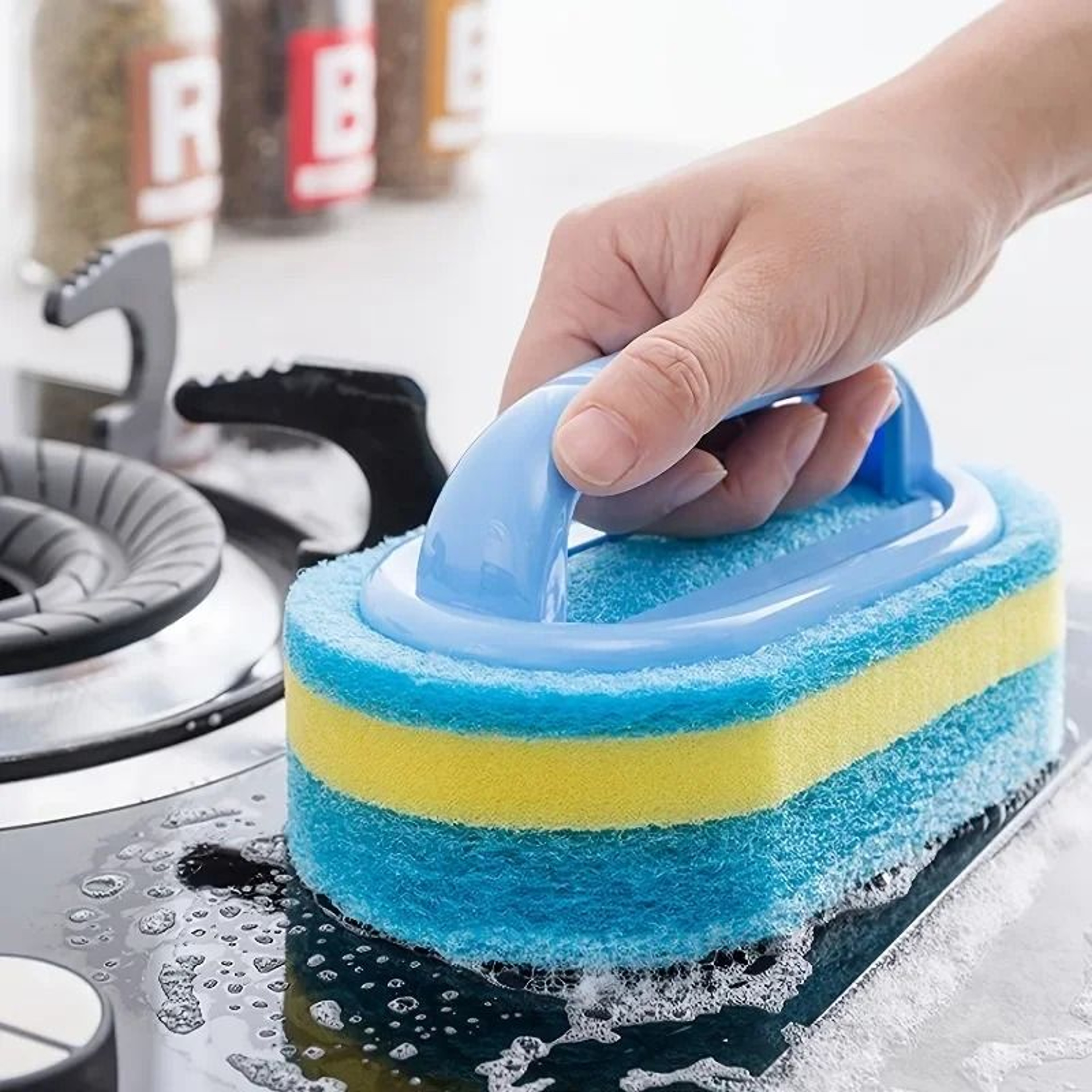 Household Cleaning Brush With Handle And Sponge 0