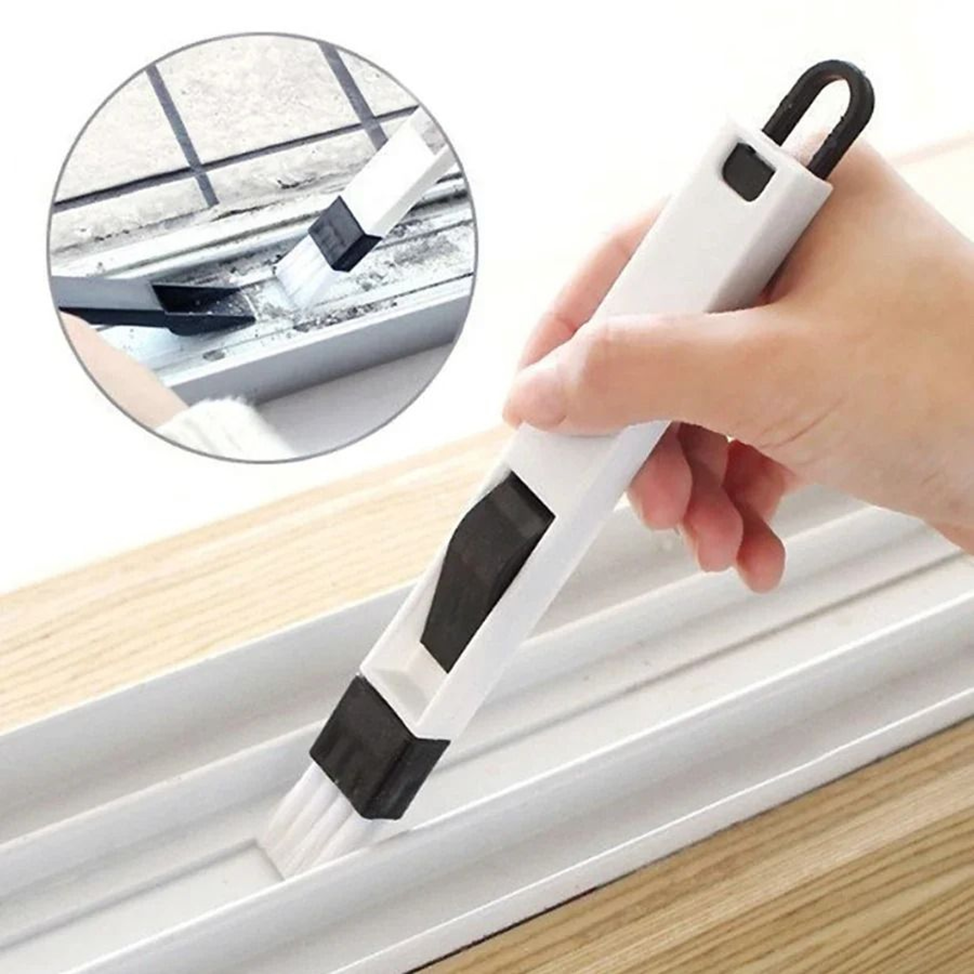 Portable Two In One Cleaning Brush For Door Window Keyboard Groove 0