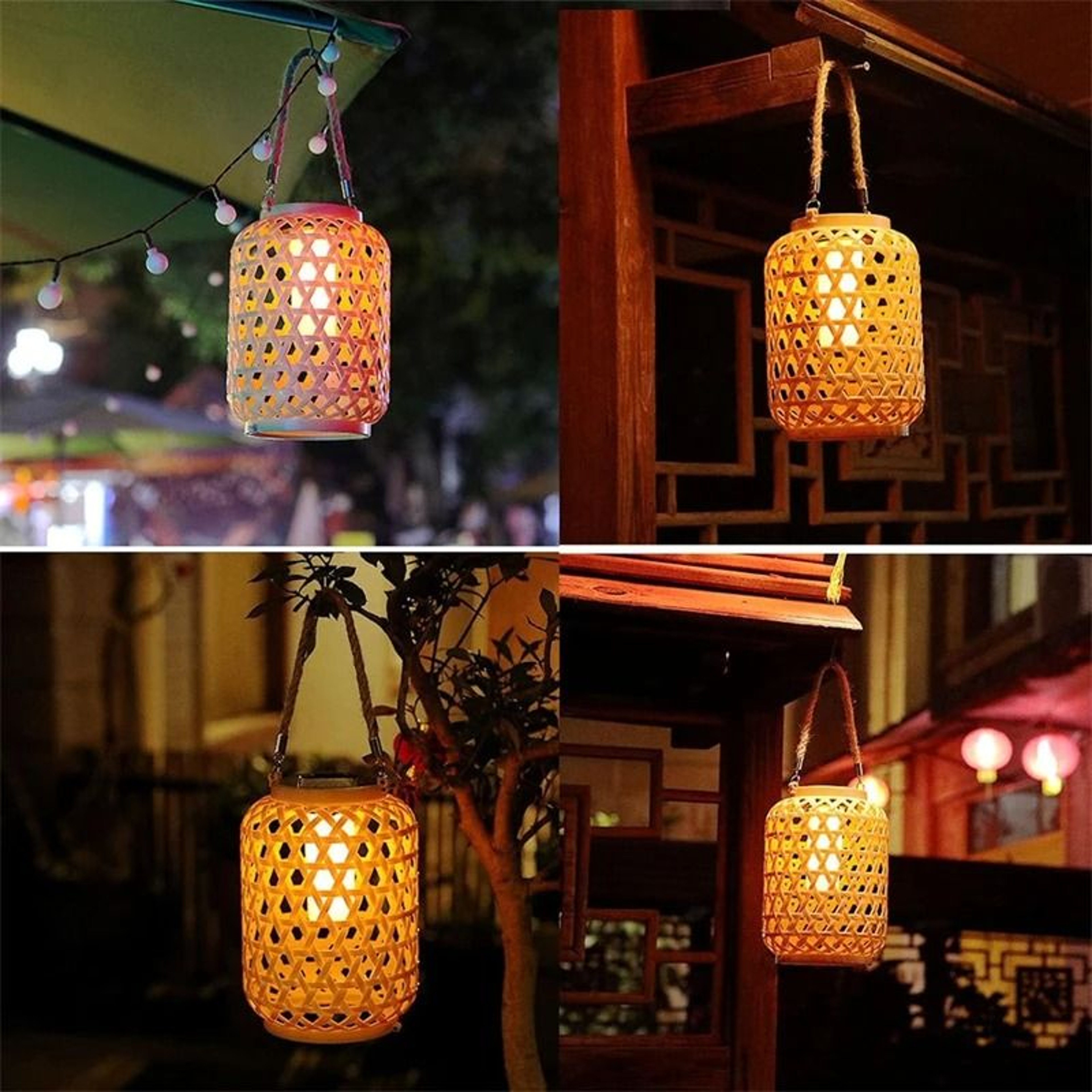 Solar Bamboo Woven Lantern For Outdoor Garden And Patio Decor 1