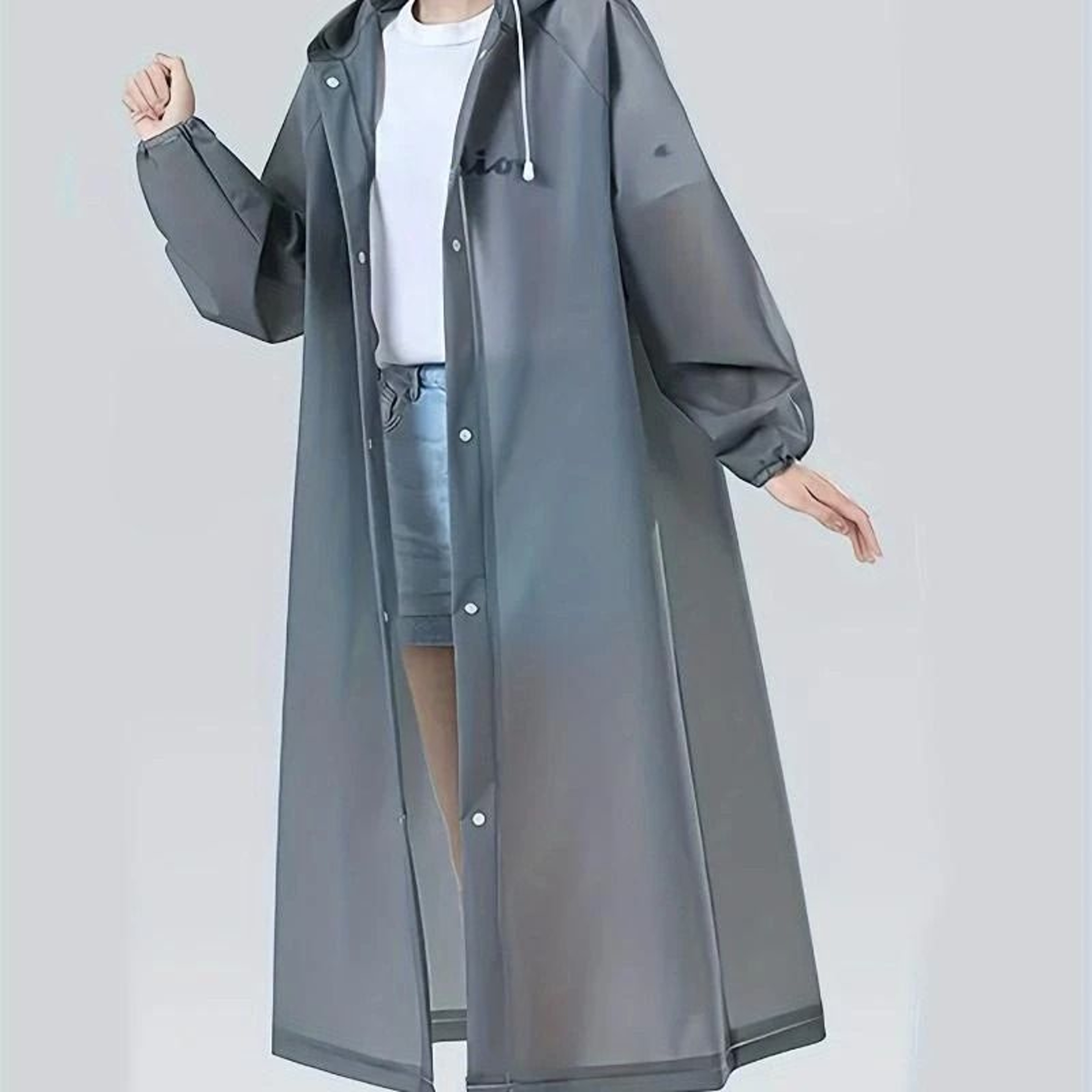 Lightweight Reusable Hooded Raincoat For Women 1