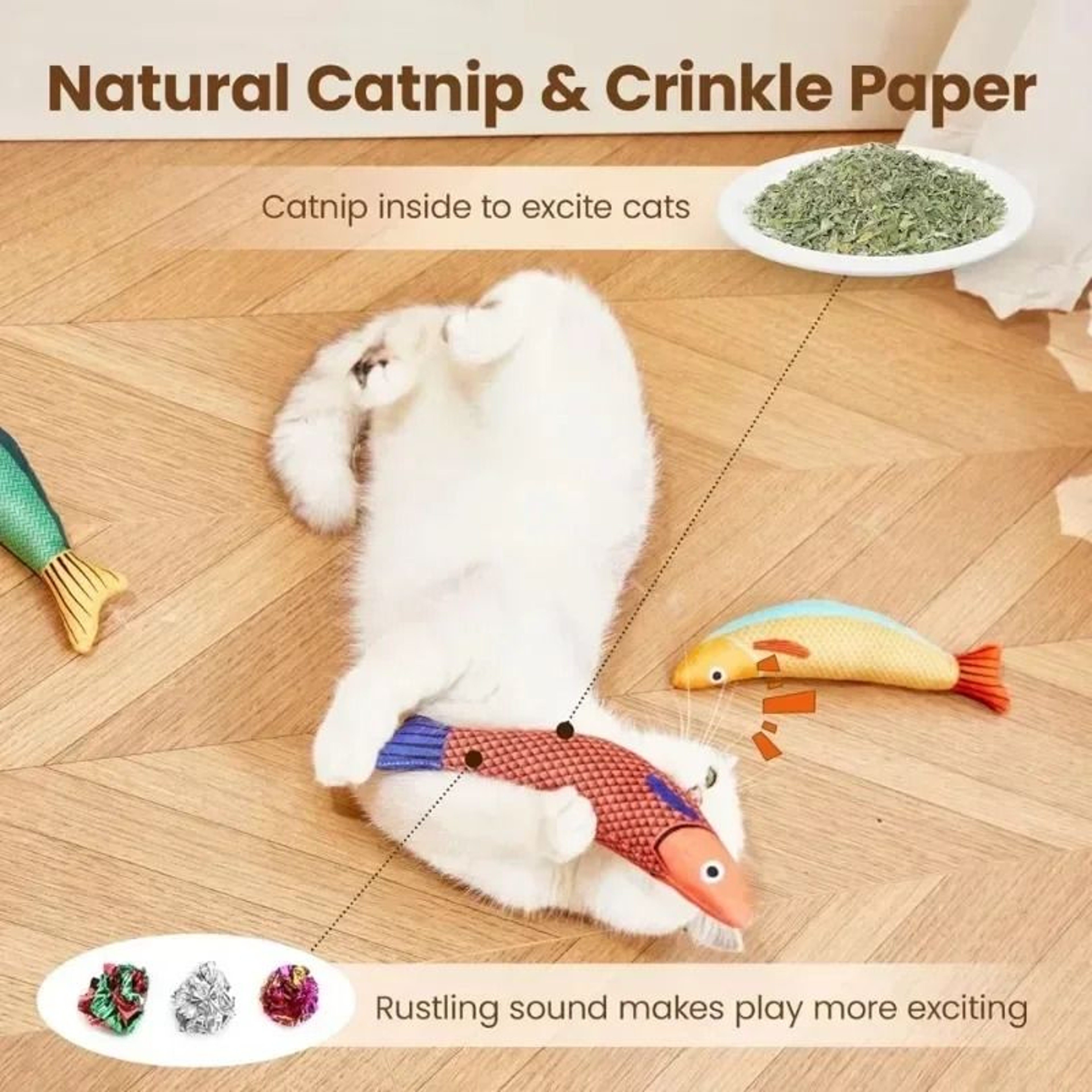 Interactive Cat Fish Toy With Crinkle Sound 1