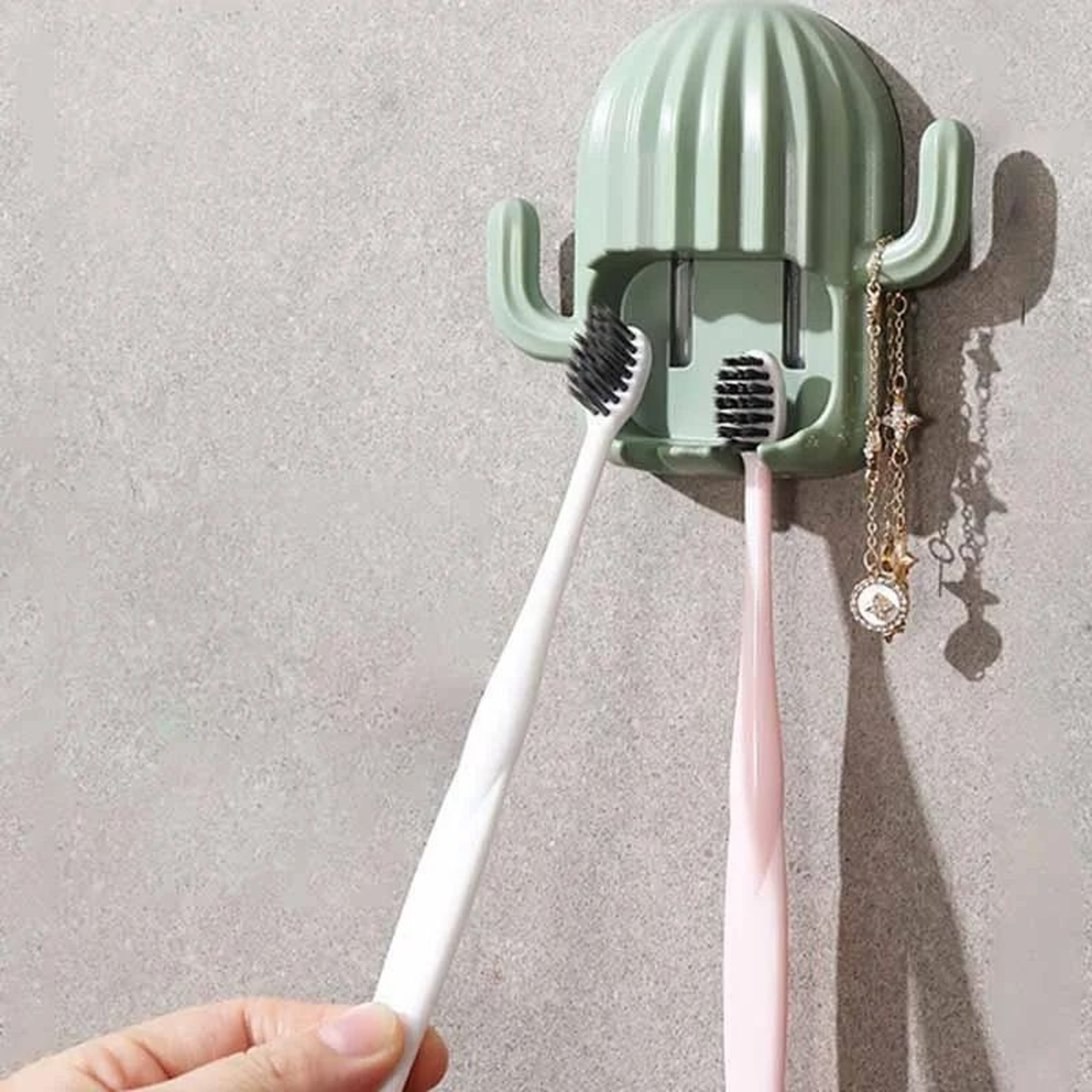 Cactus Toothbrush Holder Wall Mounted Self Adhesive 4