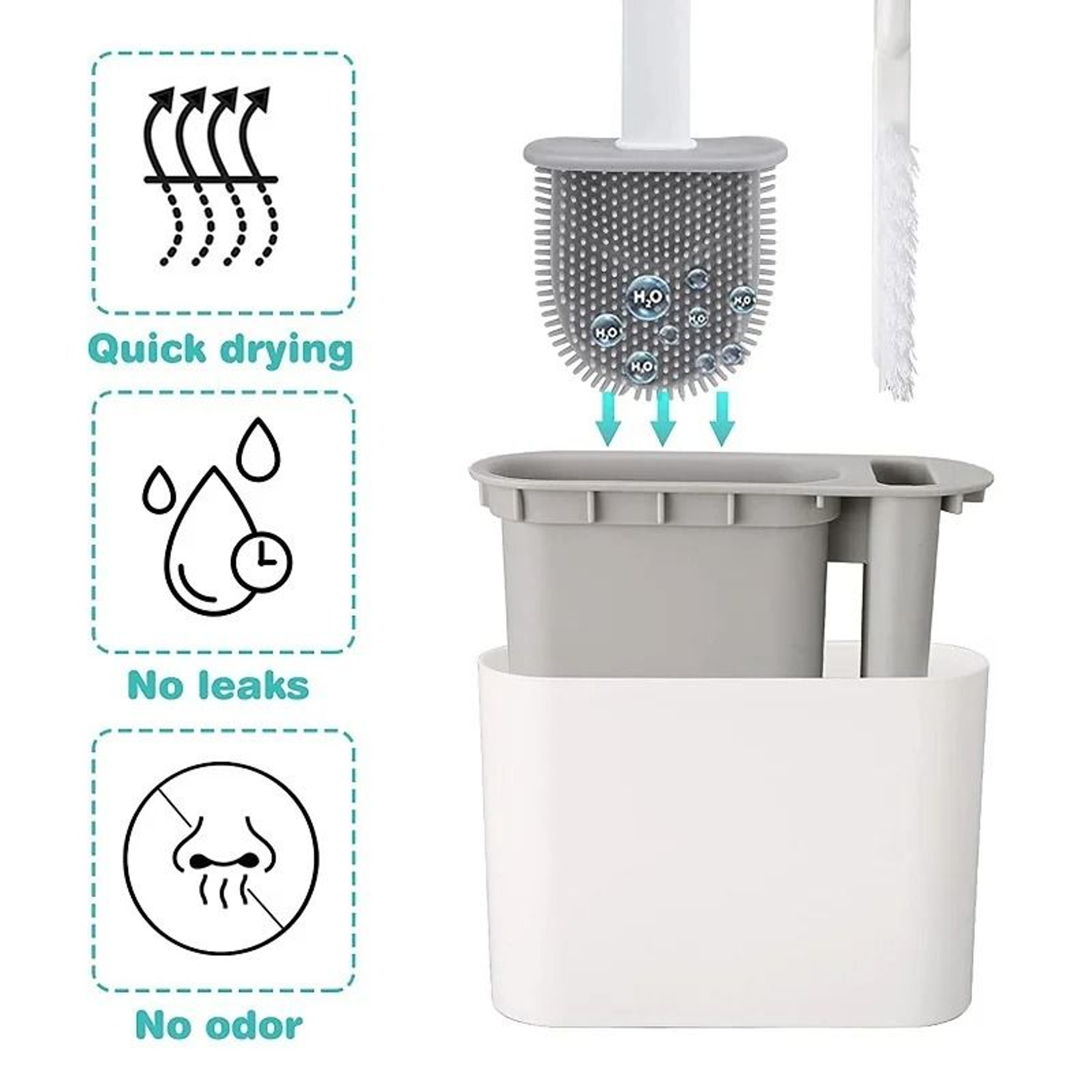 Wall Hanging Silicone Toilet Brush With Holder 2