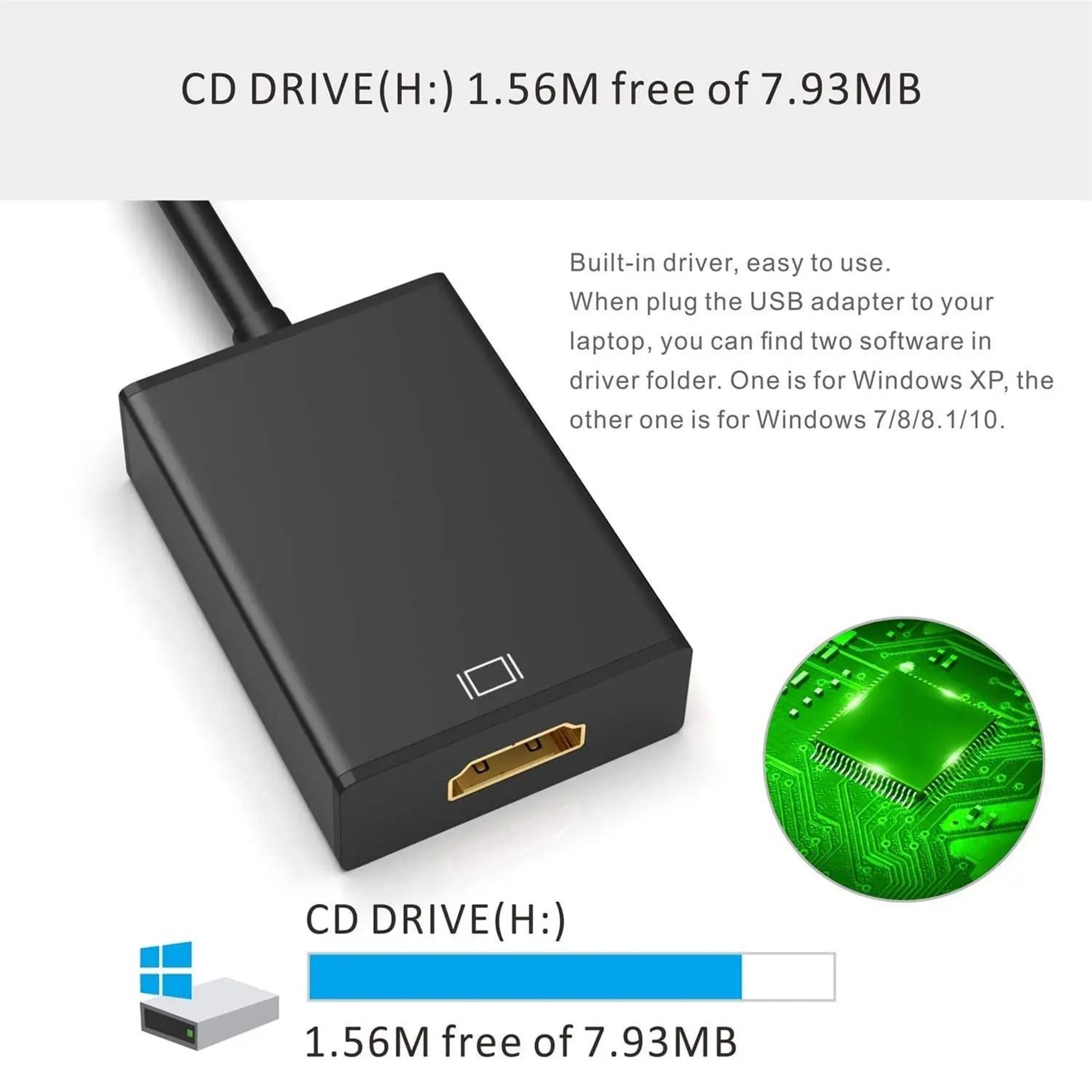 USB To HDMI 1080P Converter Adapter For Laptops And PCs 4
