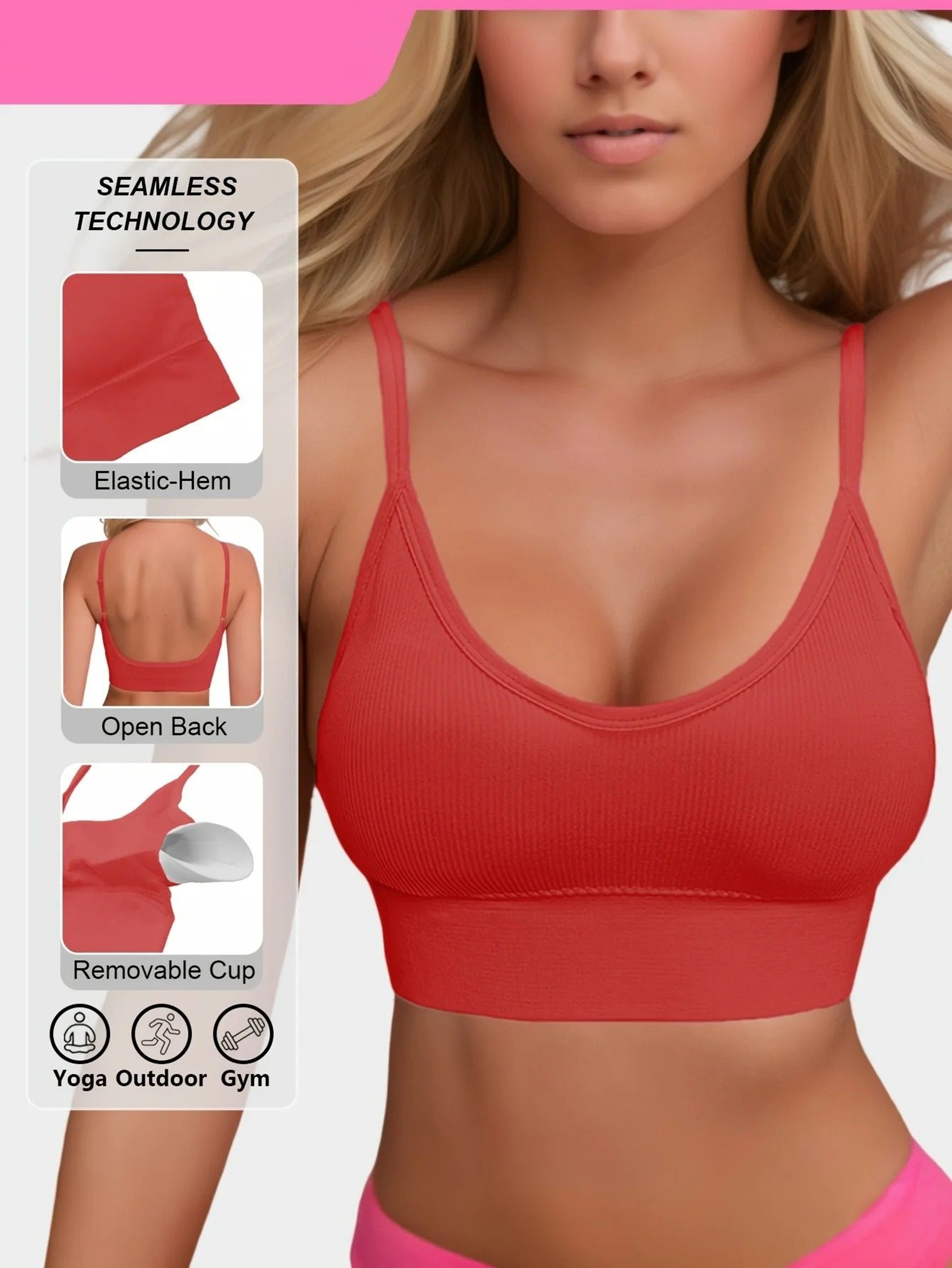 Knitted Ribbed Hal Terneck Yoga Sports Bra With Supportive Fit 3
