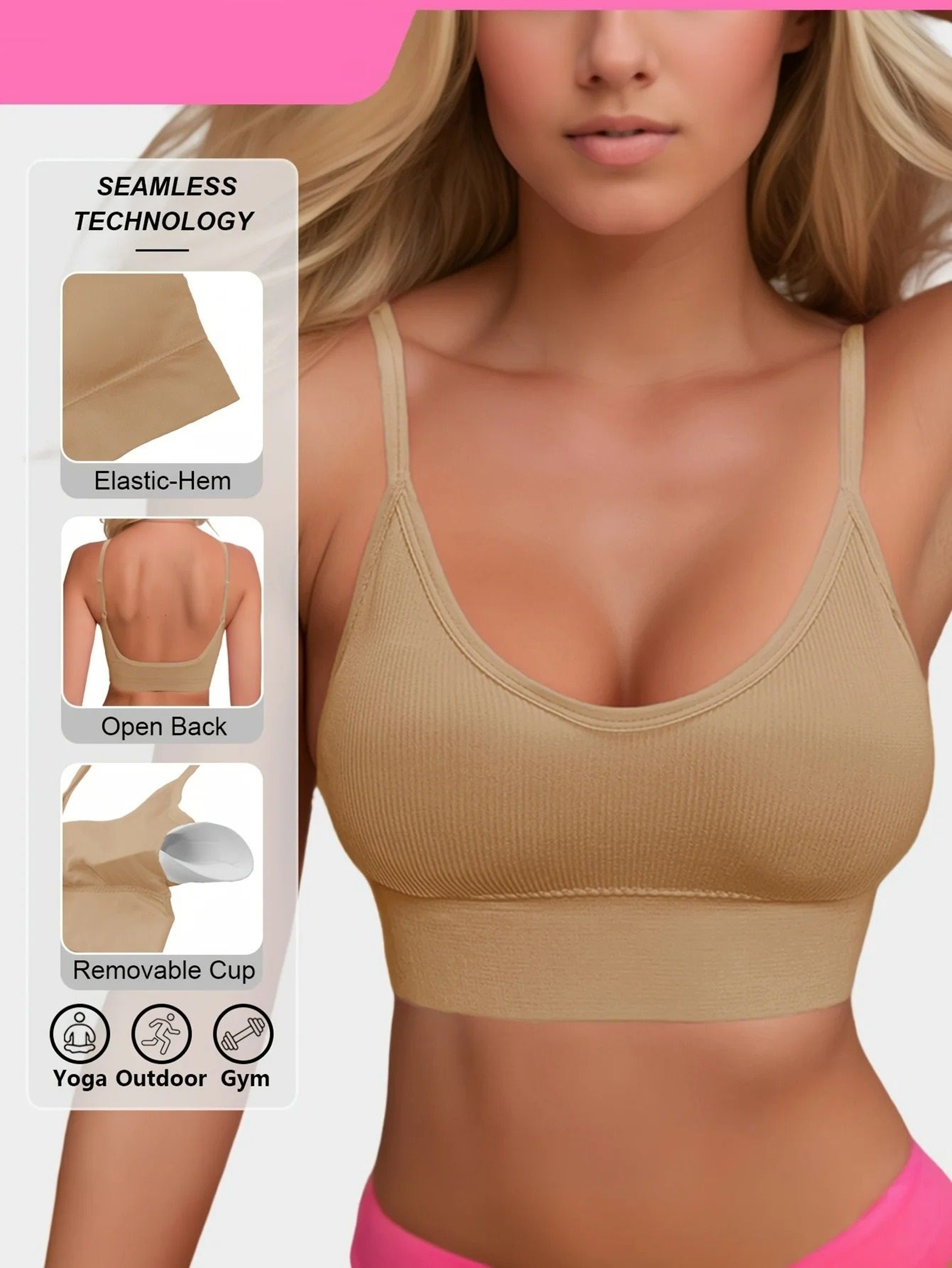 Knitted Ribbed Hal Terneck Yoga Sports Bra With Supportive Fit 7
