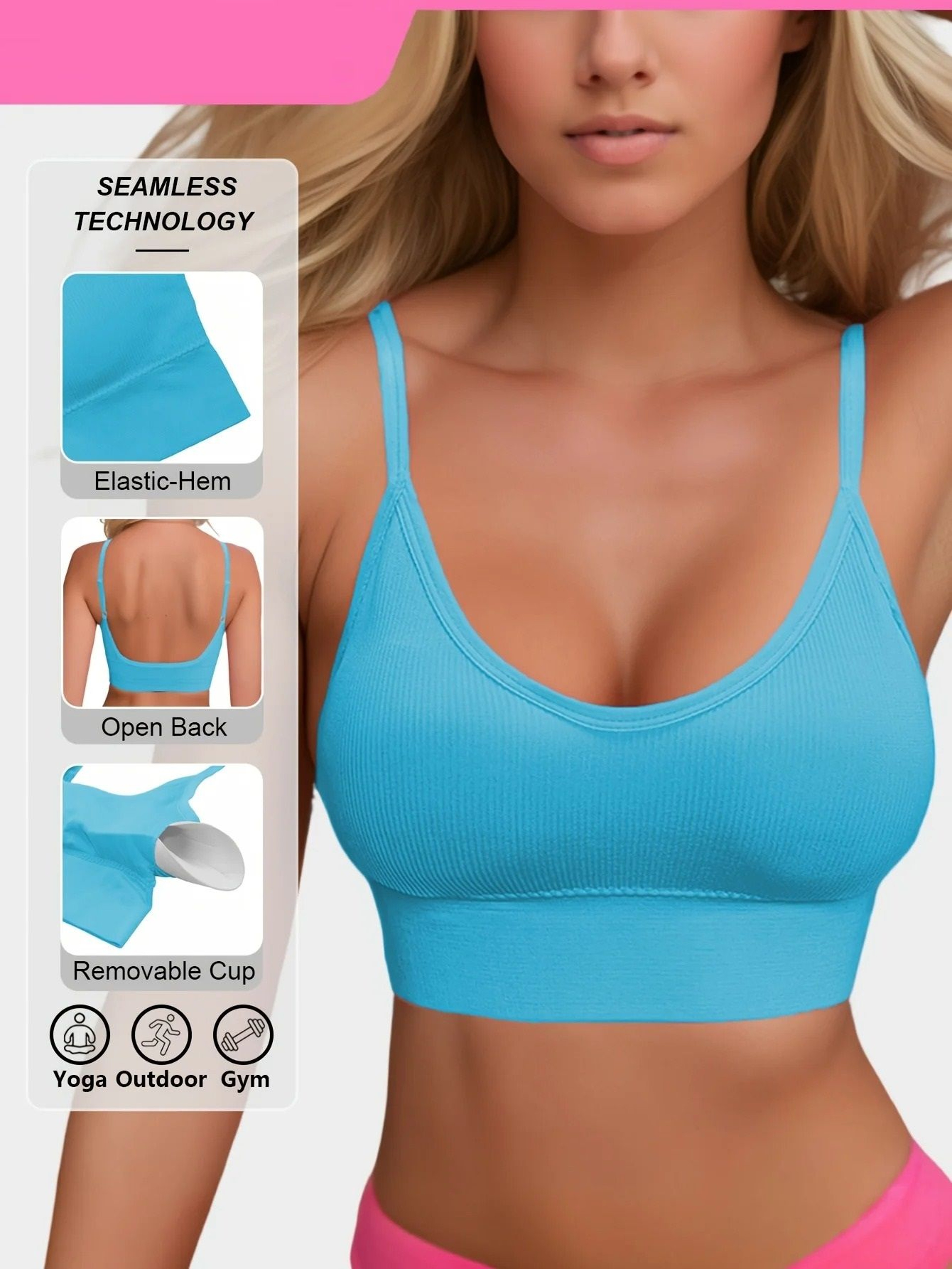 Knitted Ribbed Hal Terneck Yoga Sports Bra With Supportive Fit 8
