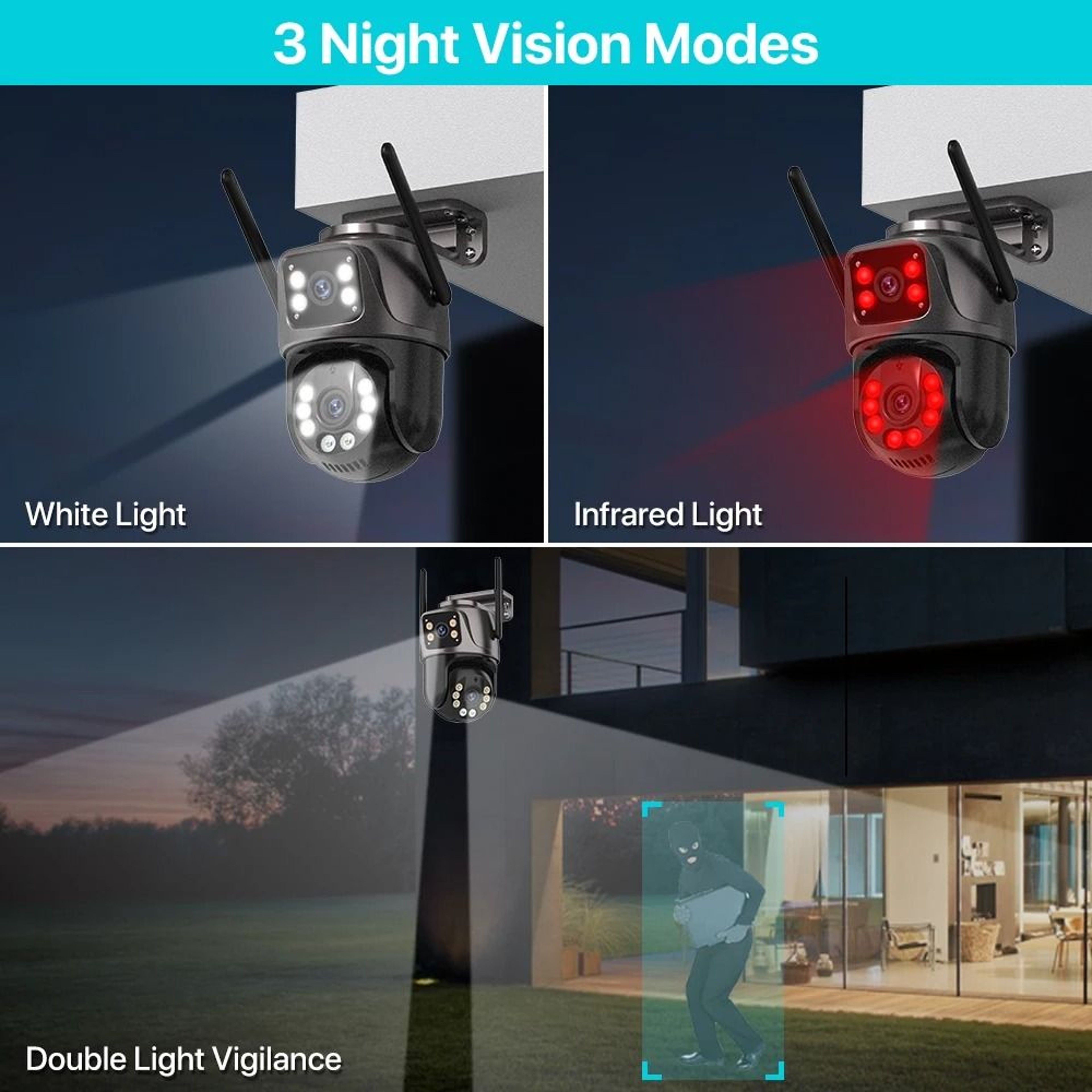4K HD Dual Lens WiFi Security Camera With Auto Tracking And Night Vision 4
