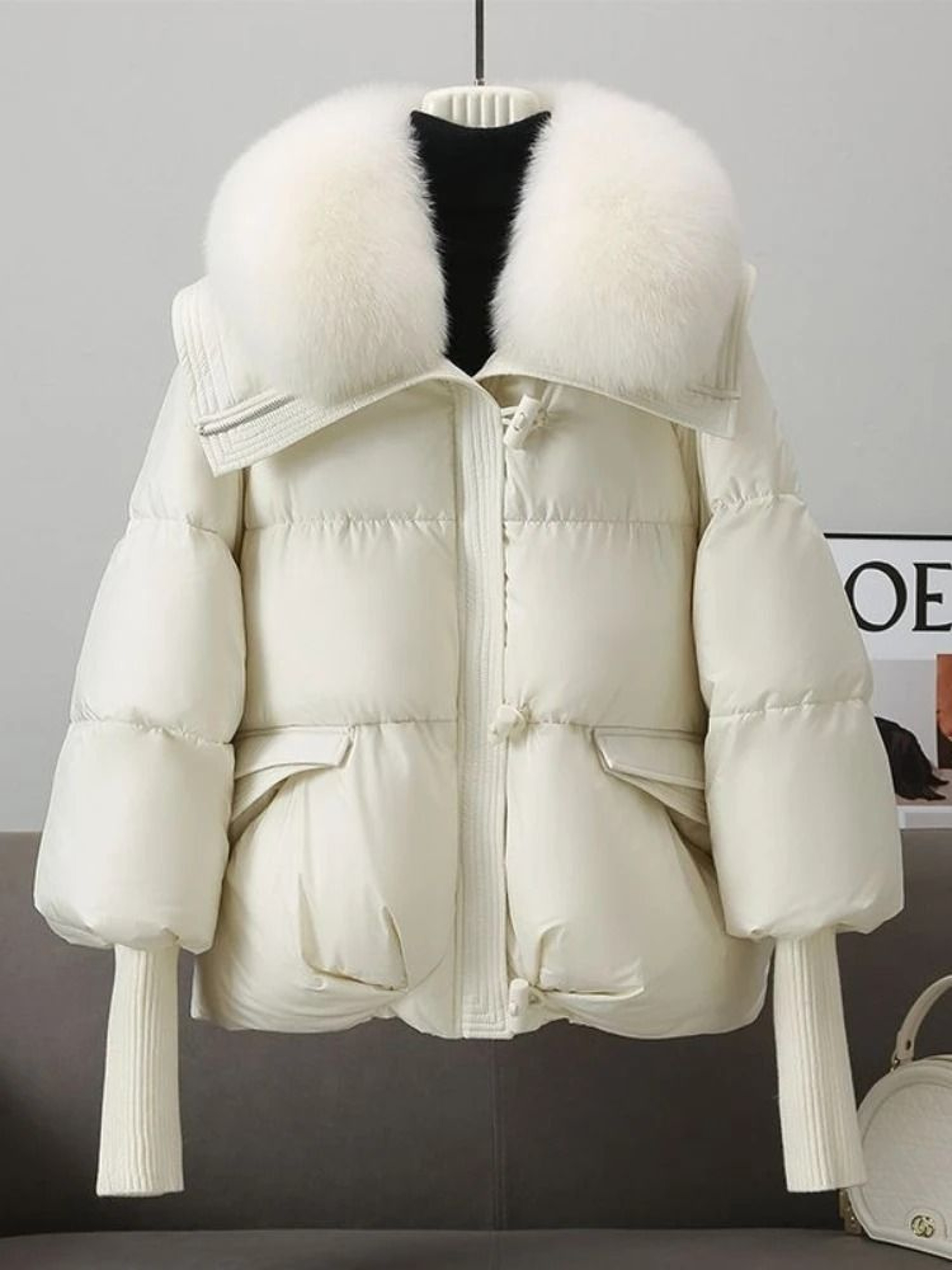 Womens Warm Thick Cotton Padded Jacket With Fur Collar 2
