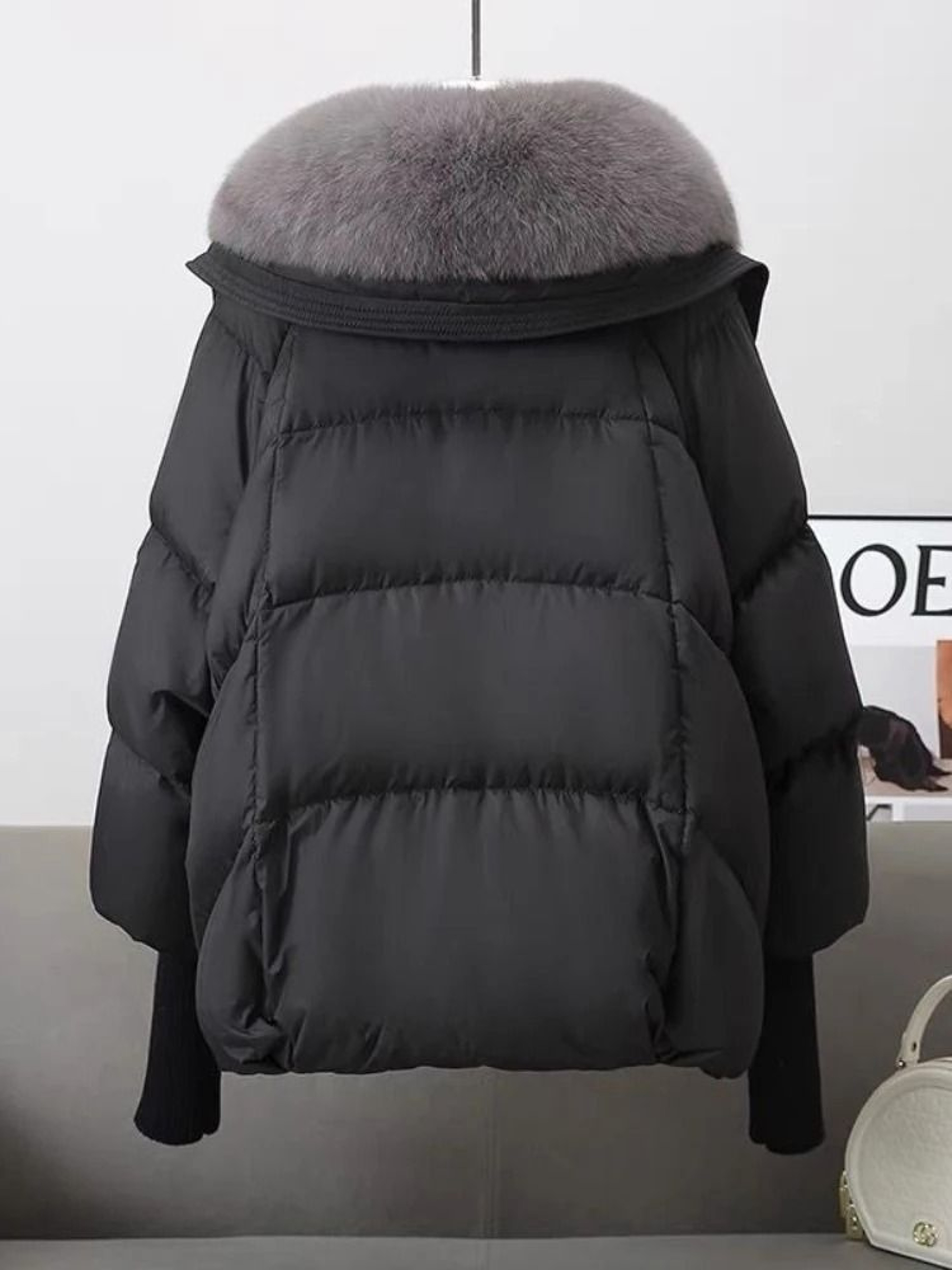 Womens Warm Thick Cotton Padded Jacket With Fur Collar 3