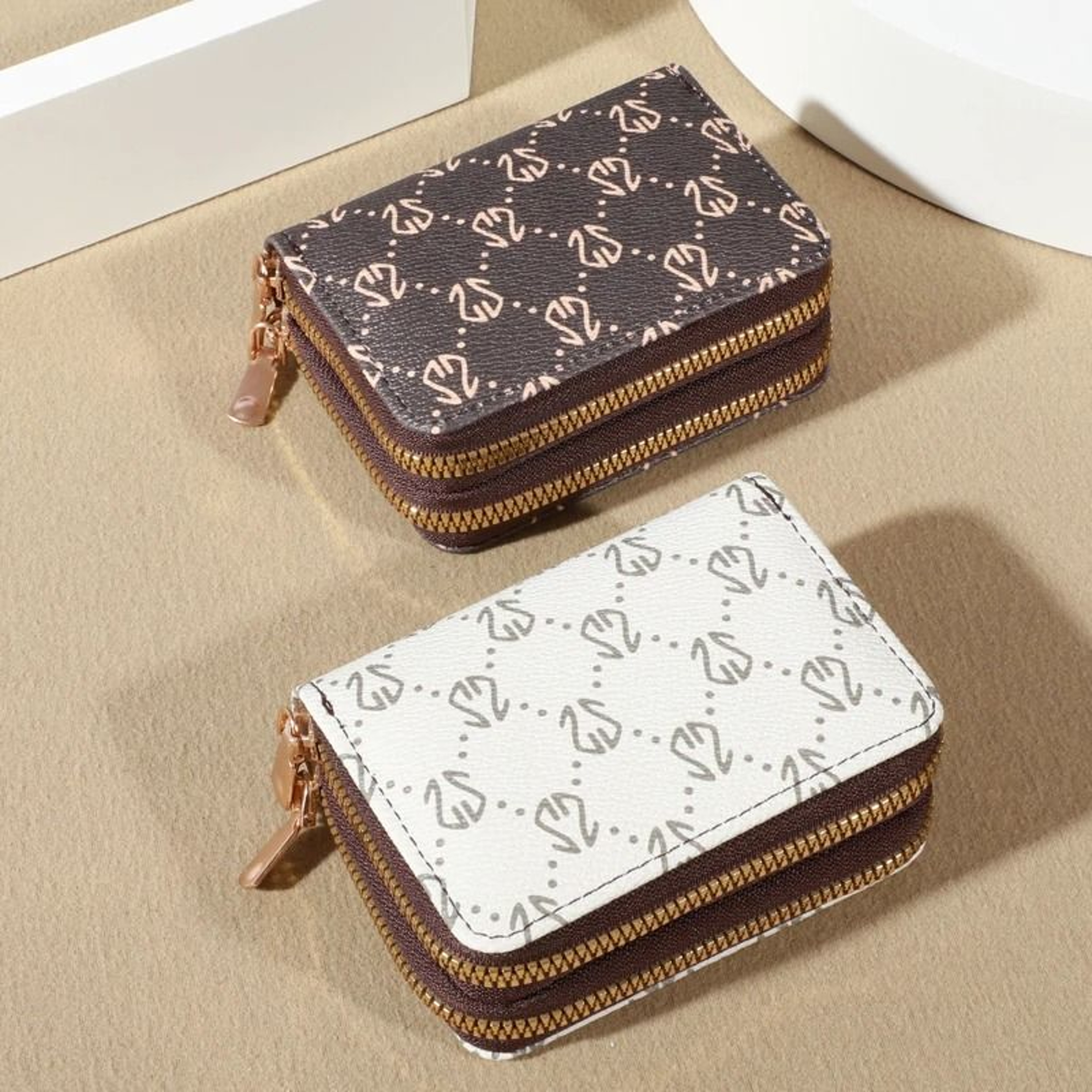 Vintage Faux Leather Card Holder Wallet With Zipper And Coin Pocket 0