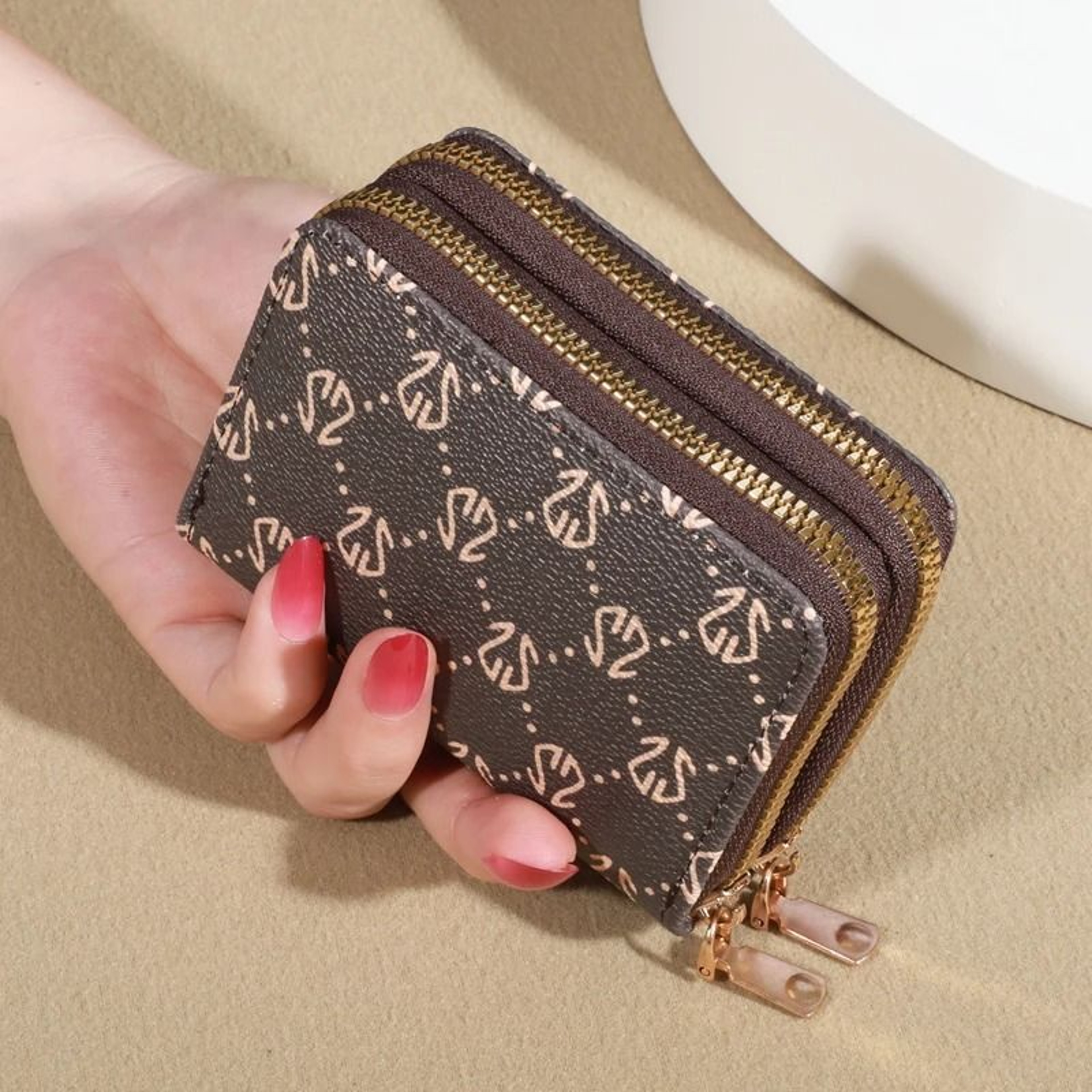Vintage Faux Leather Card Holder Wallet With Zipper And Coin Pocket 6