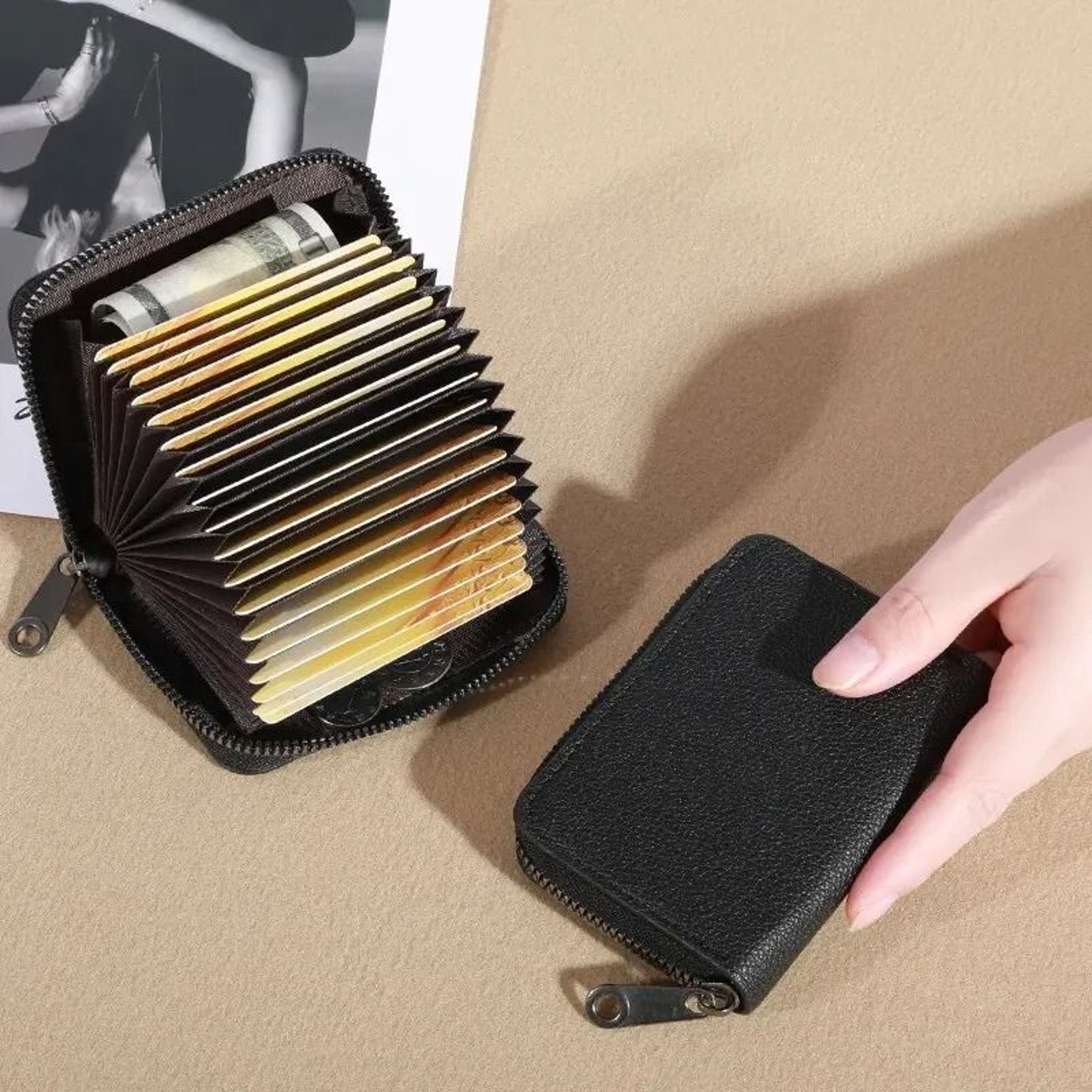 PU Leather Card Holder Wallet With 20 Slots And Coin Pouch 0