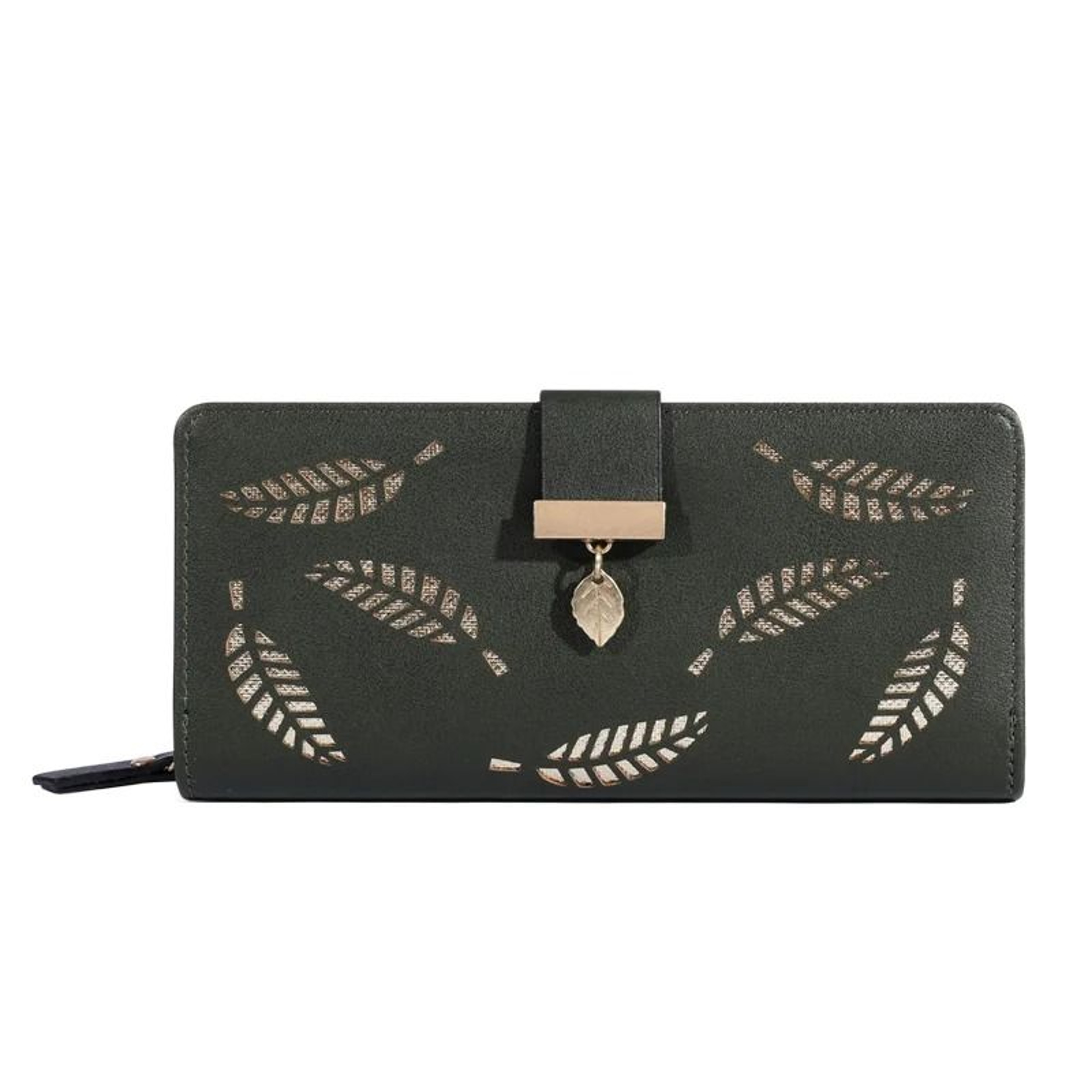 Womens Long PU Leather Wallet With Gold Leaf Detail And Coin Pocket 8