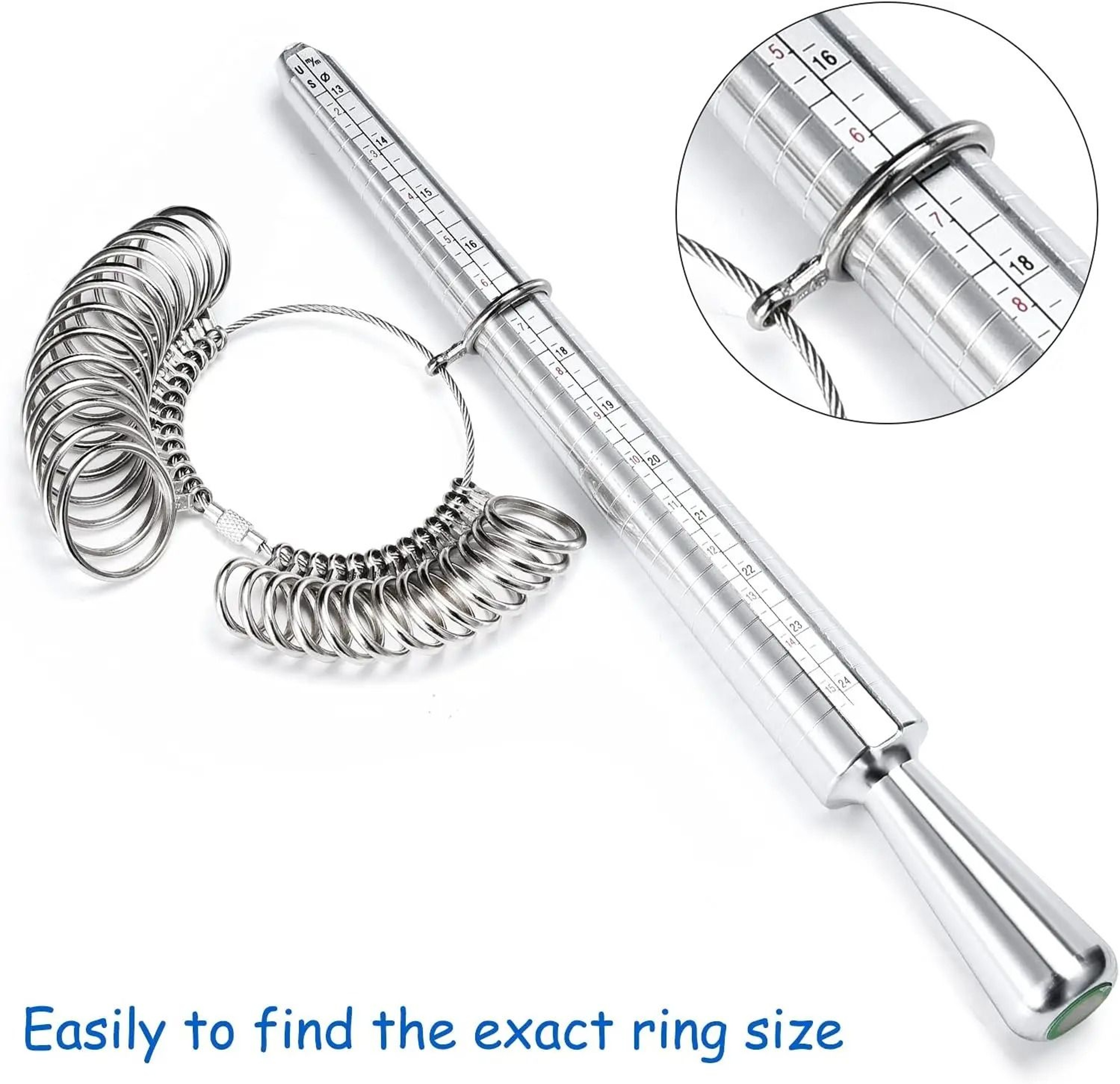 Aluminum Ring Measuring Kit With Mandrel And Finger Gauge 8