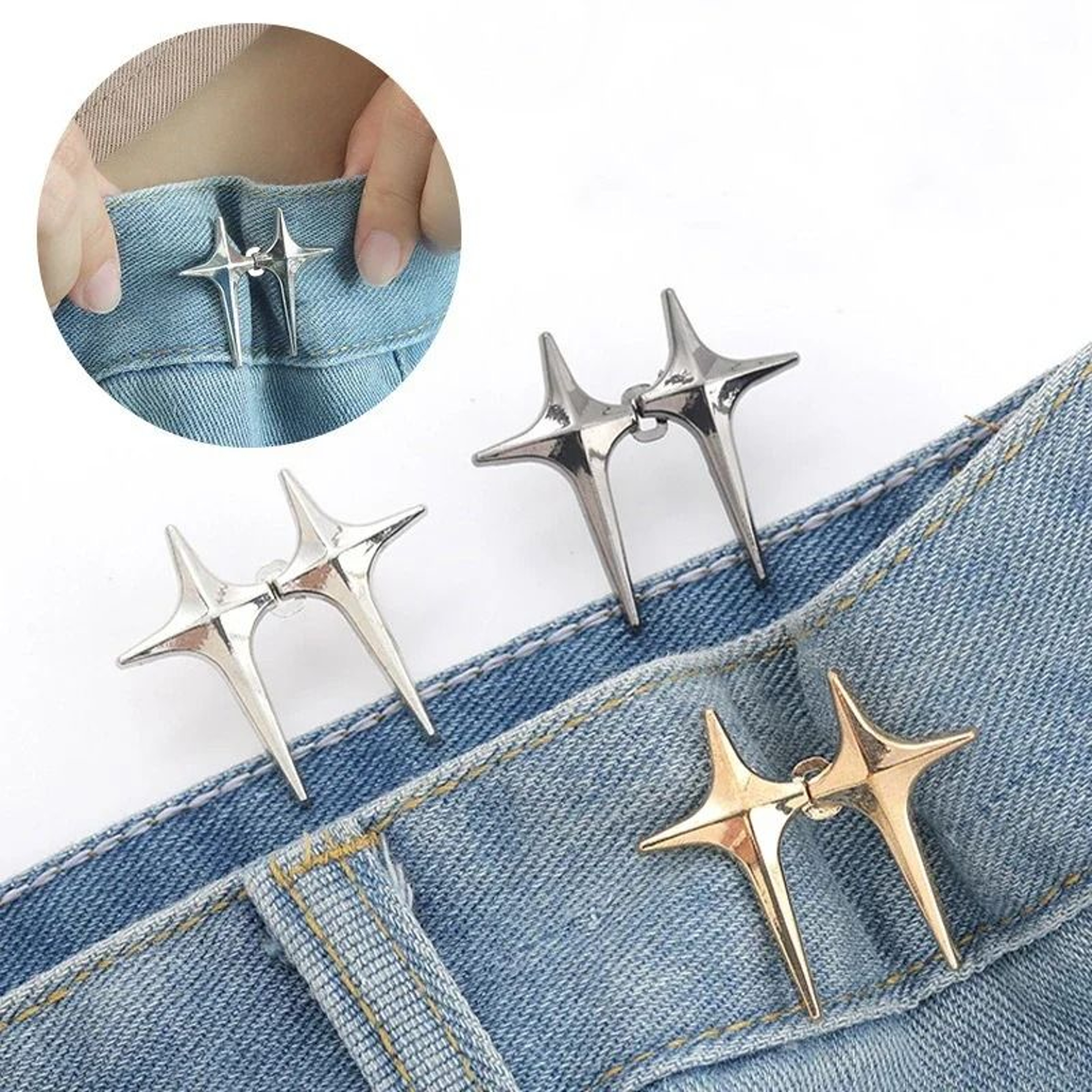 Adjustable Waist Buckle Clips Retractable Pin Clips For Jeans Pants Skirts Waist Tightener 2