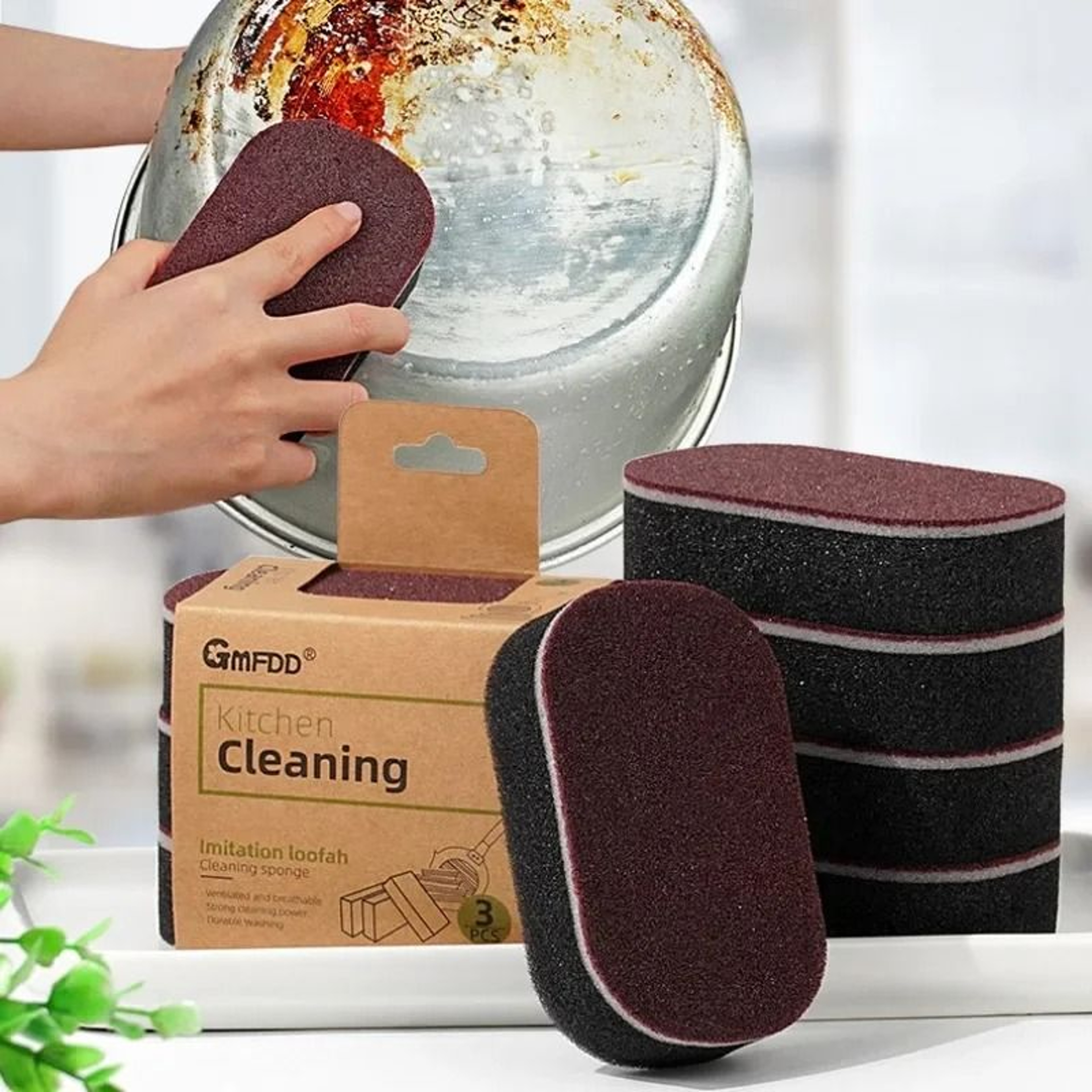 Double Sided Magic Sponge Thick Cleaning Brush For Kitchen And Cookware 0