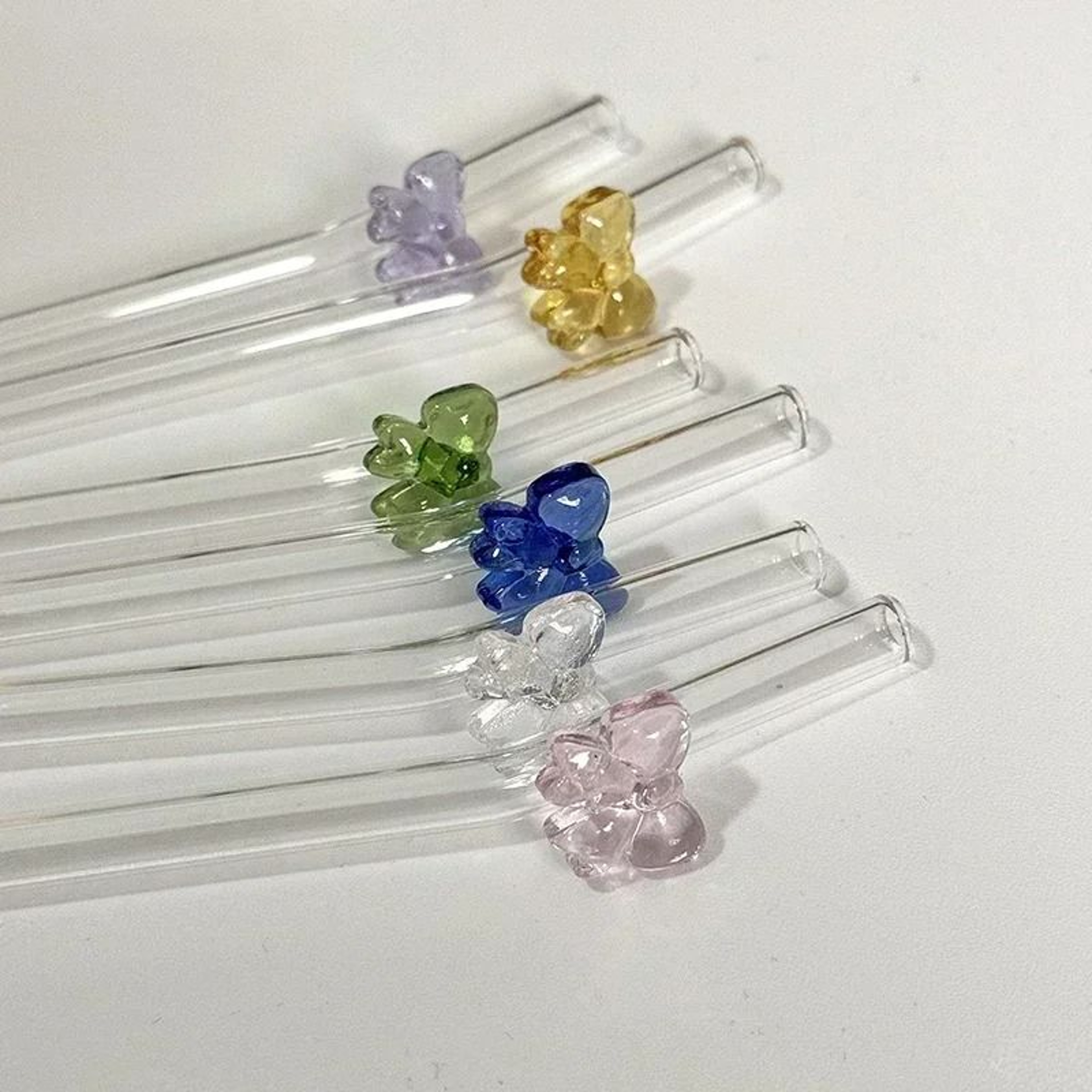 Cute Butterfly Heat Resistant Glass Straw Reusable Drinking Straw 0