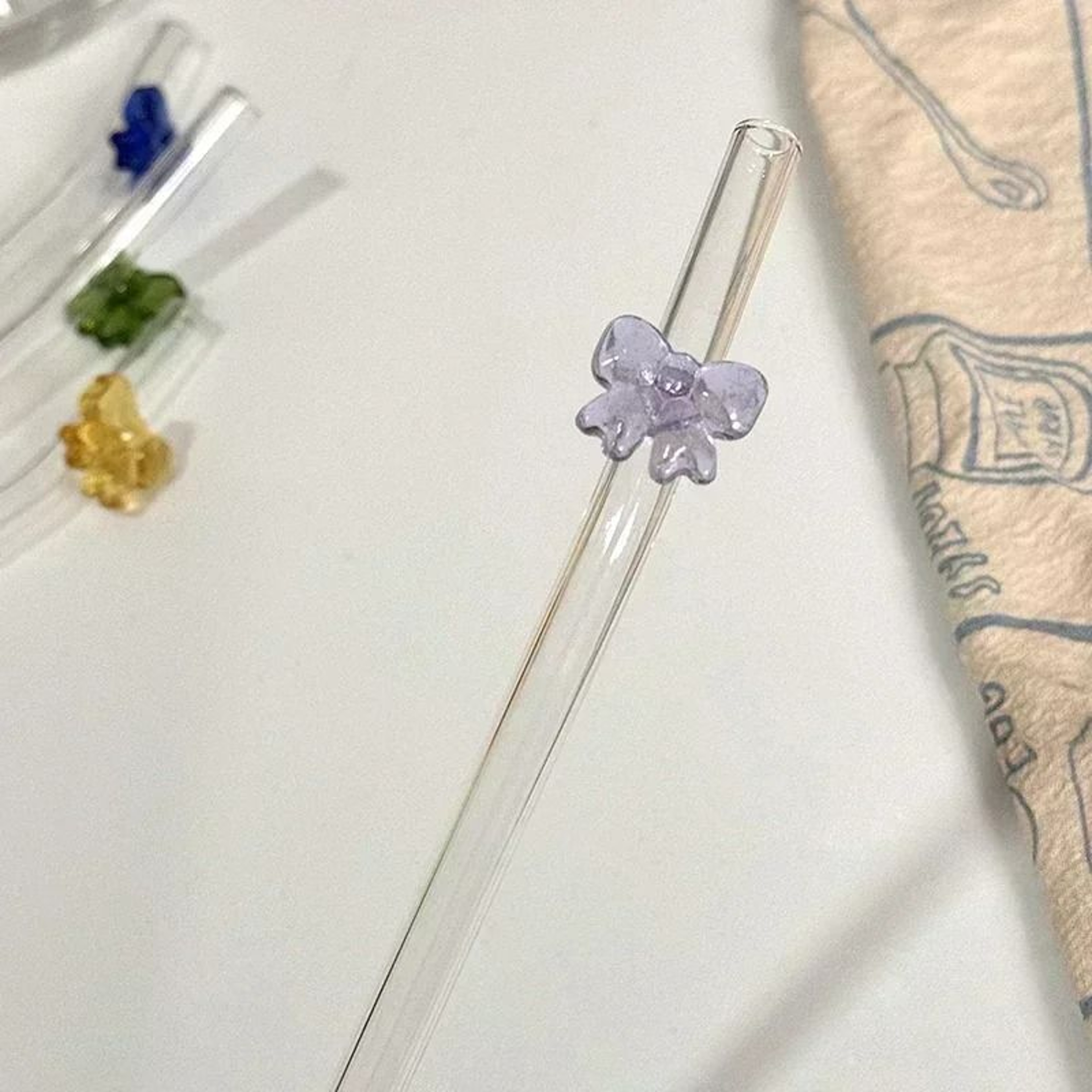 Cute Butterfly Heat Resistant Glass Straw Reusable Drinking Straw 4