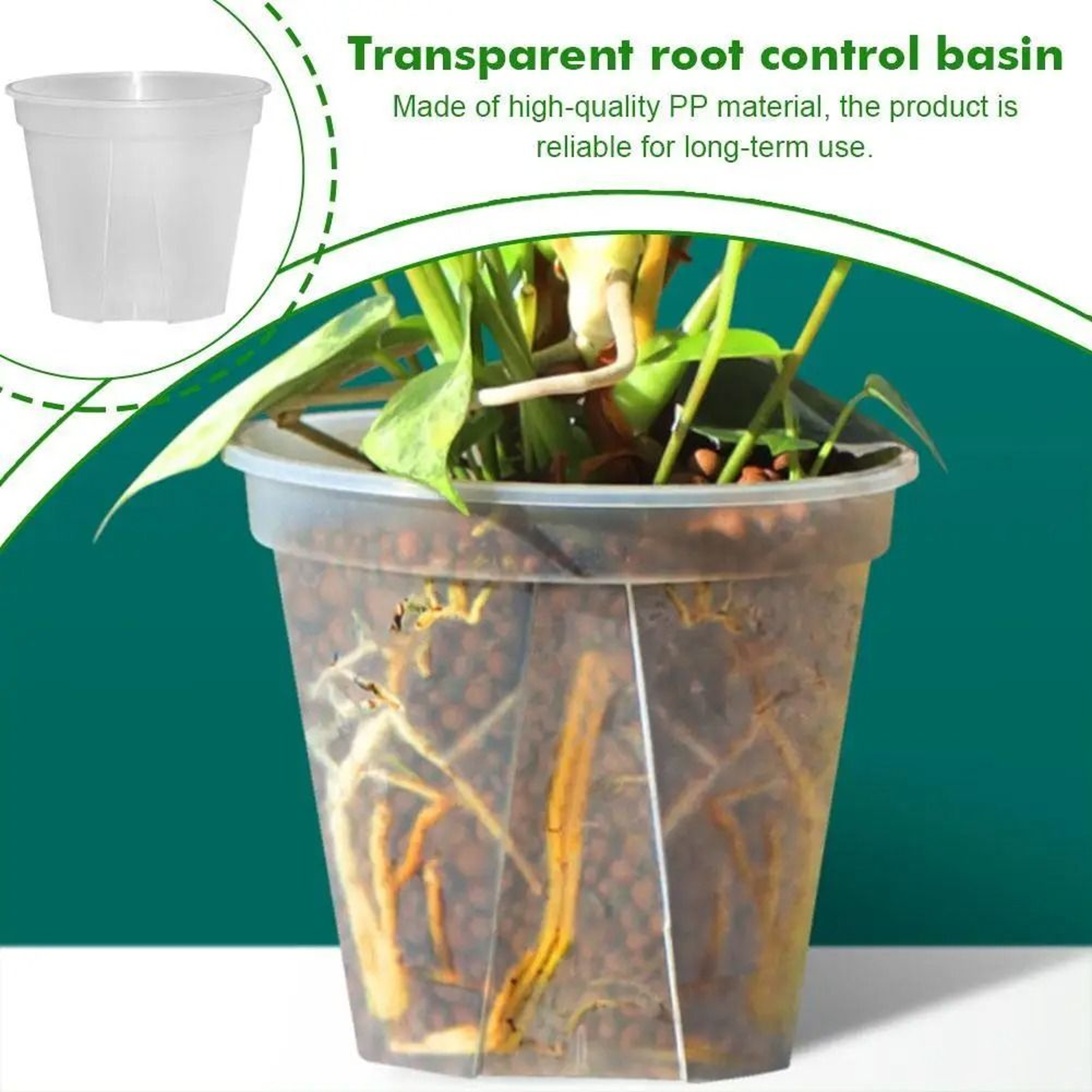 Transparent Green Root Control Plant Pot 0