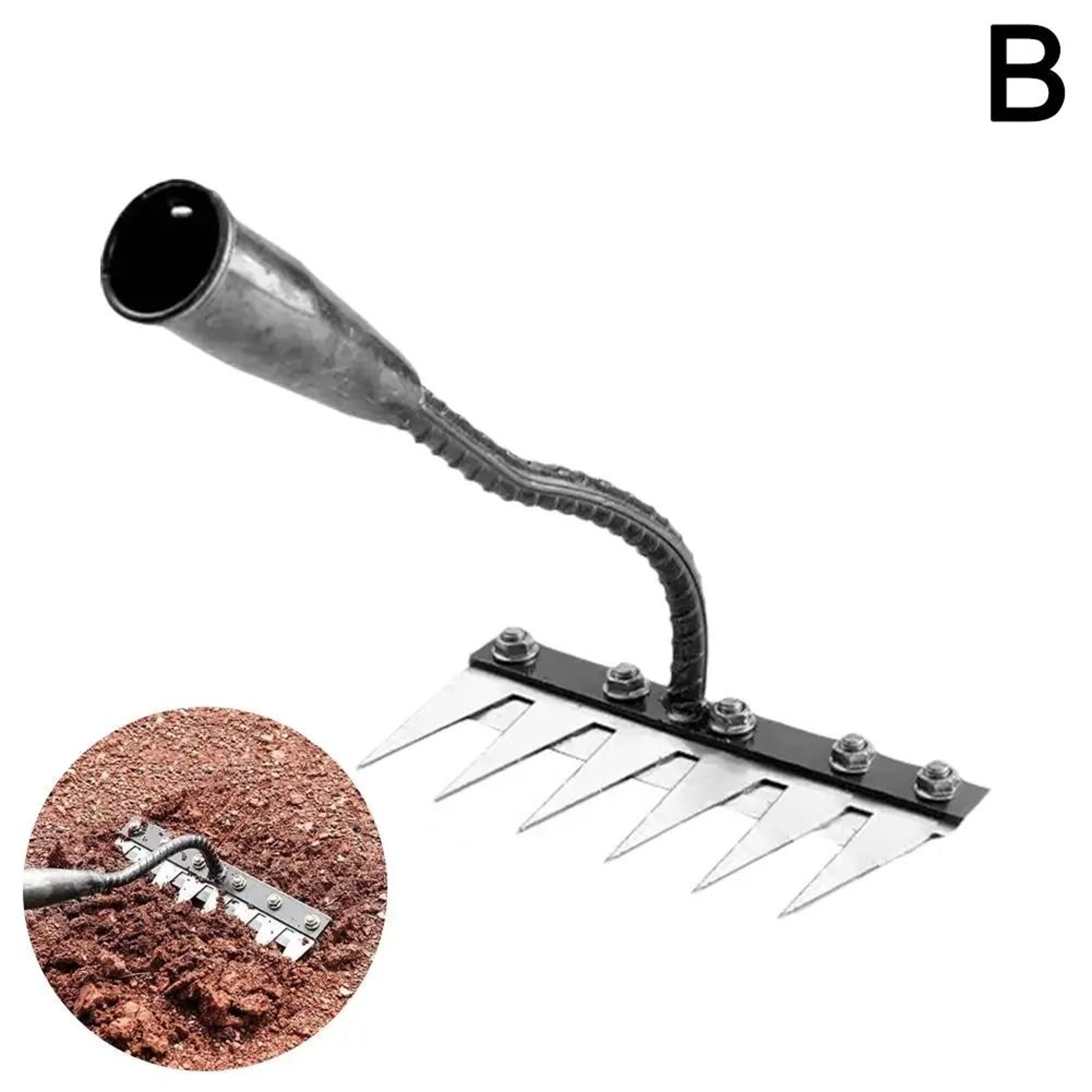 Carbon Steel Garden Hand Rake For Weeding And Soil Scarifying 7