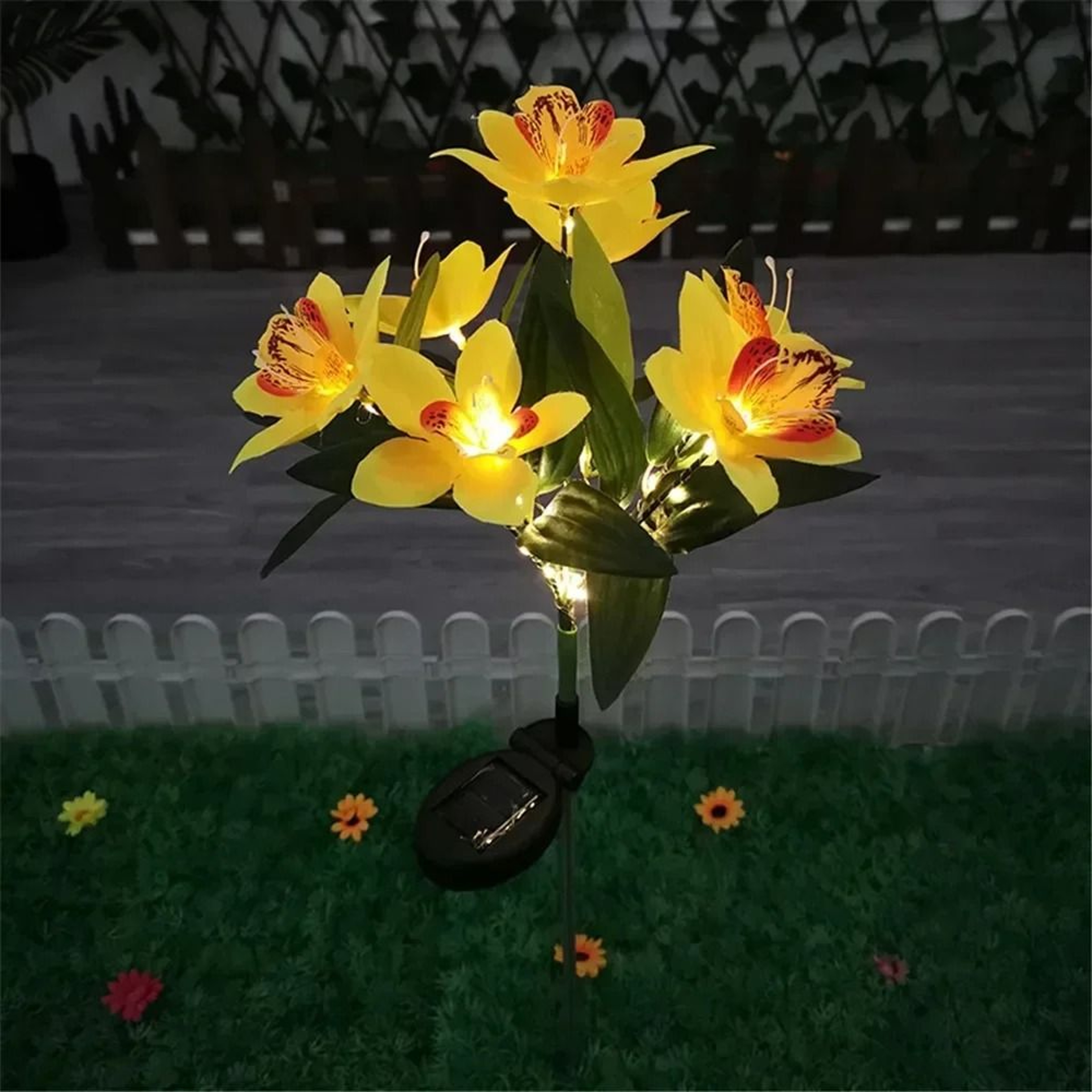 Solar Simulation Orchid Flower Lights For Garden And Patio Decoration 6