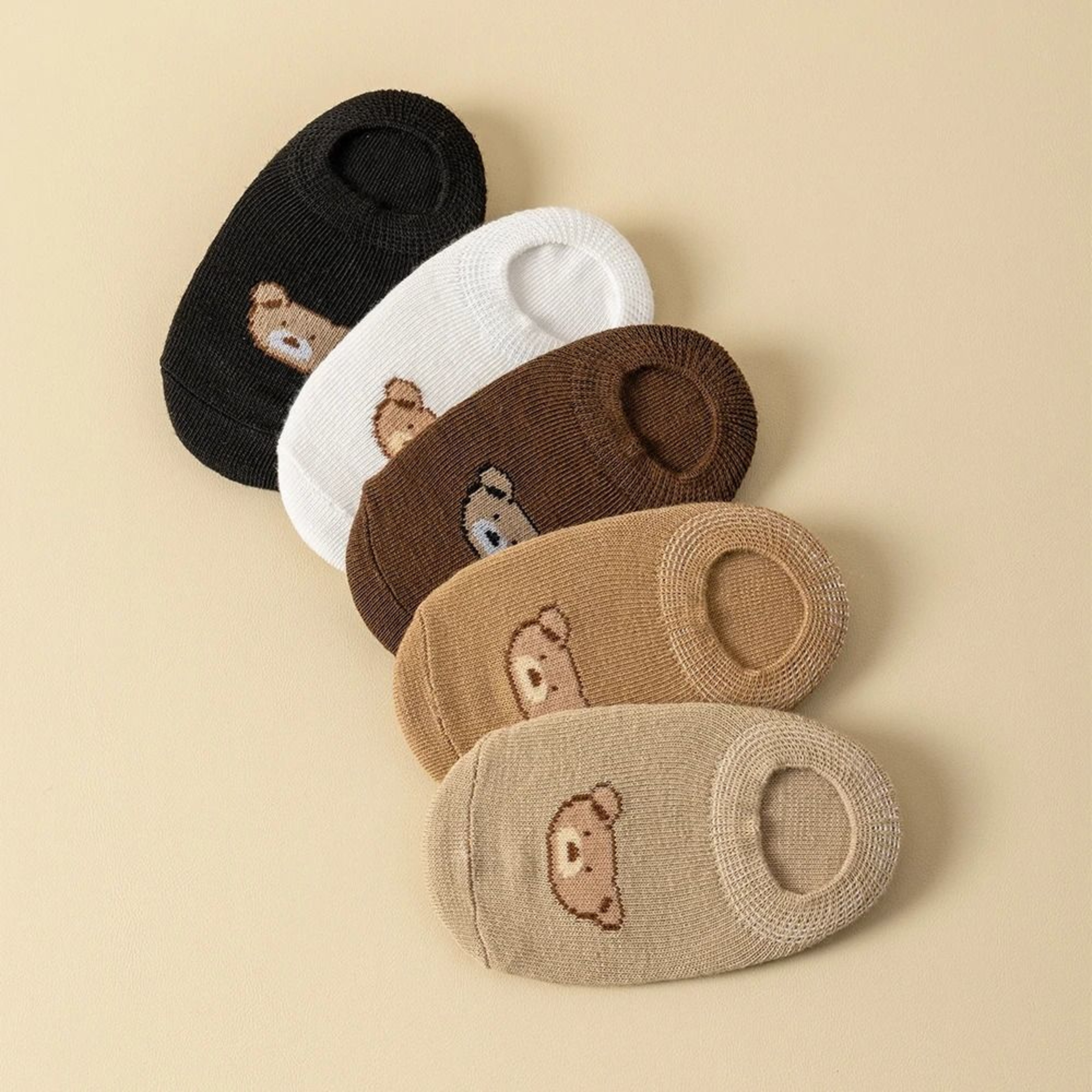 5 Pairs Baby Toddler Low Cut Cartoon Bear Ankle Socks For Boys And Girls 1