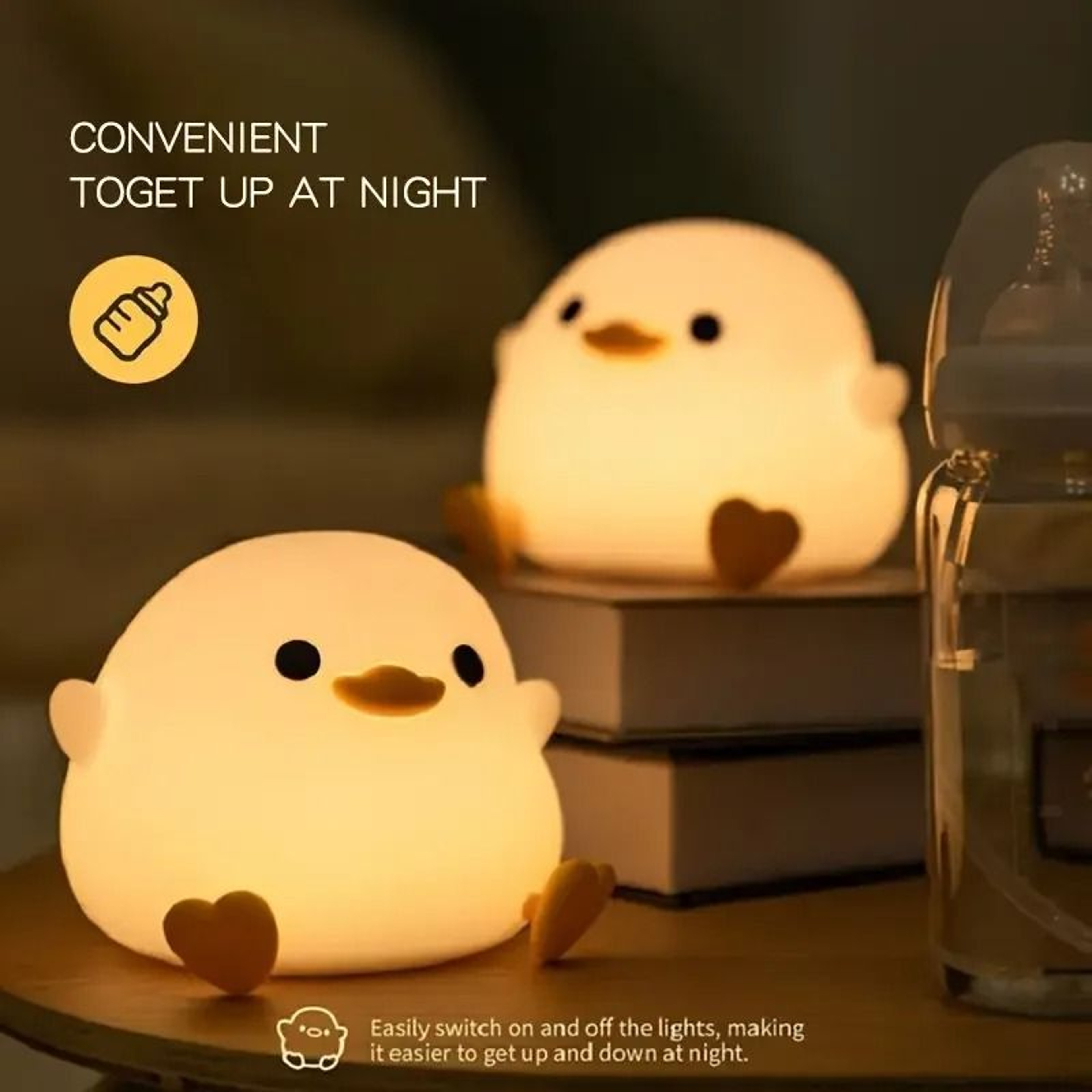Creative Silicone Duck Night Light USB Charging Bean Shape 2