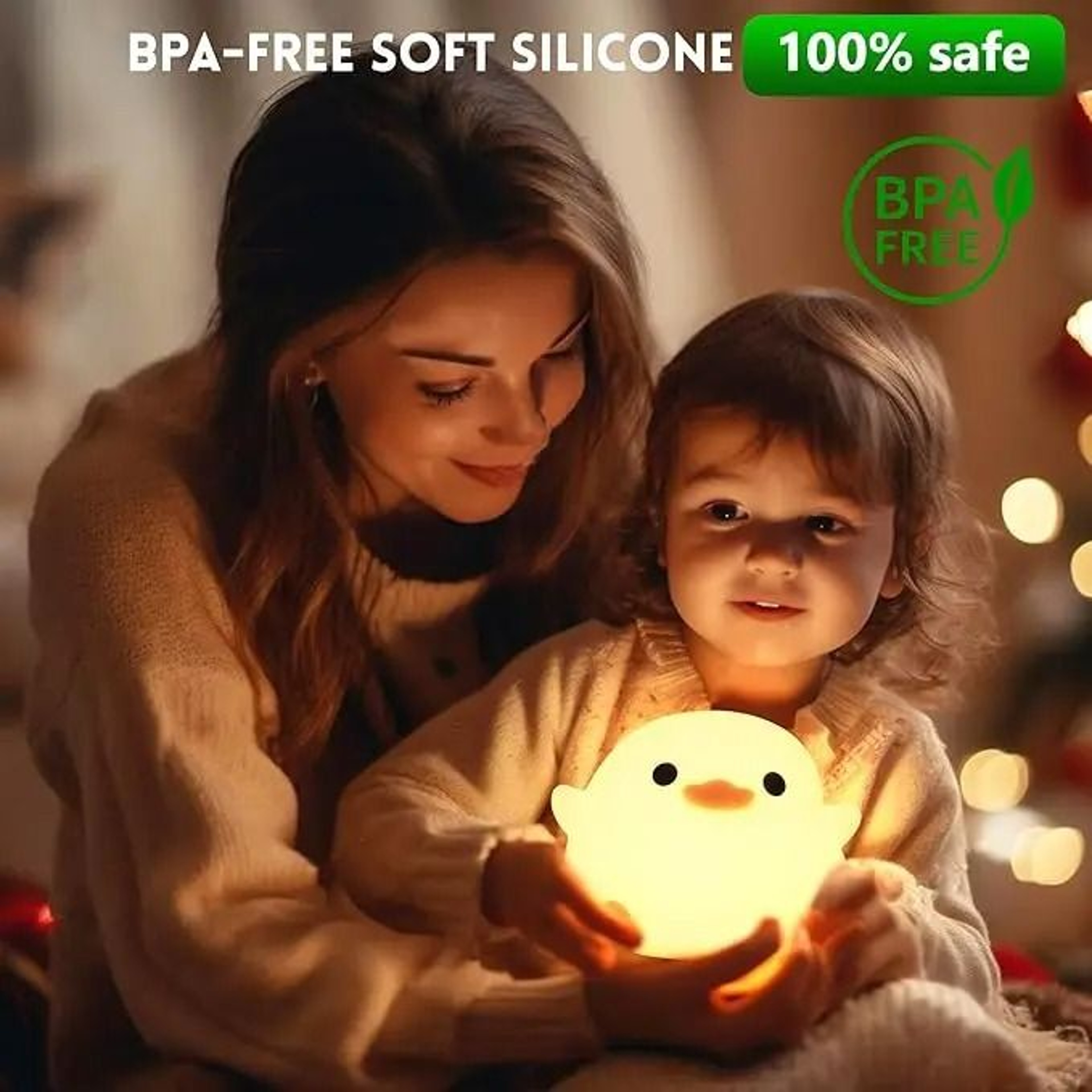Creative Silicone Duck Night Light USB Charging Bean Shape 4