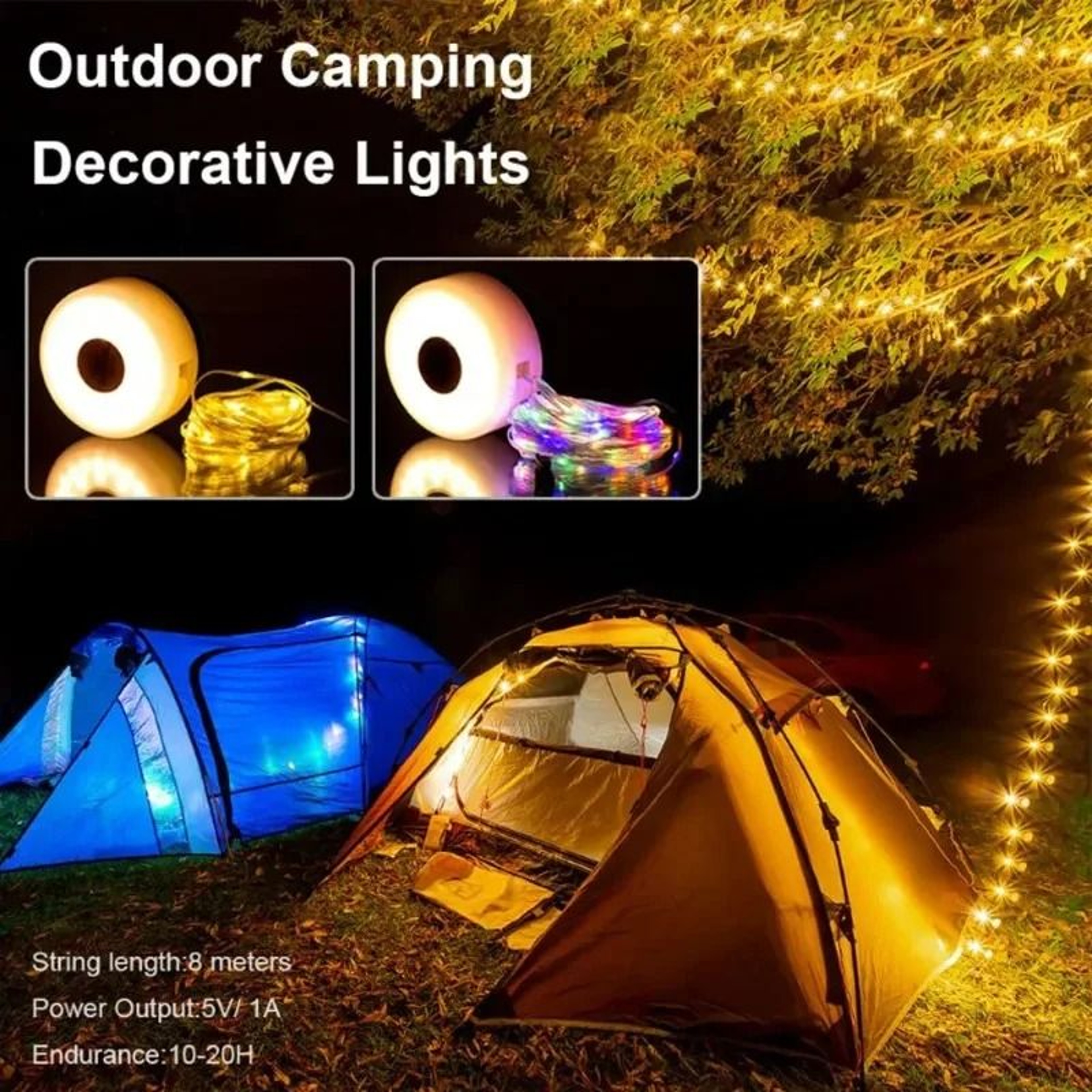 Rechargeable LED String Lights For Camping And Outdoor Decor 2
