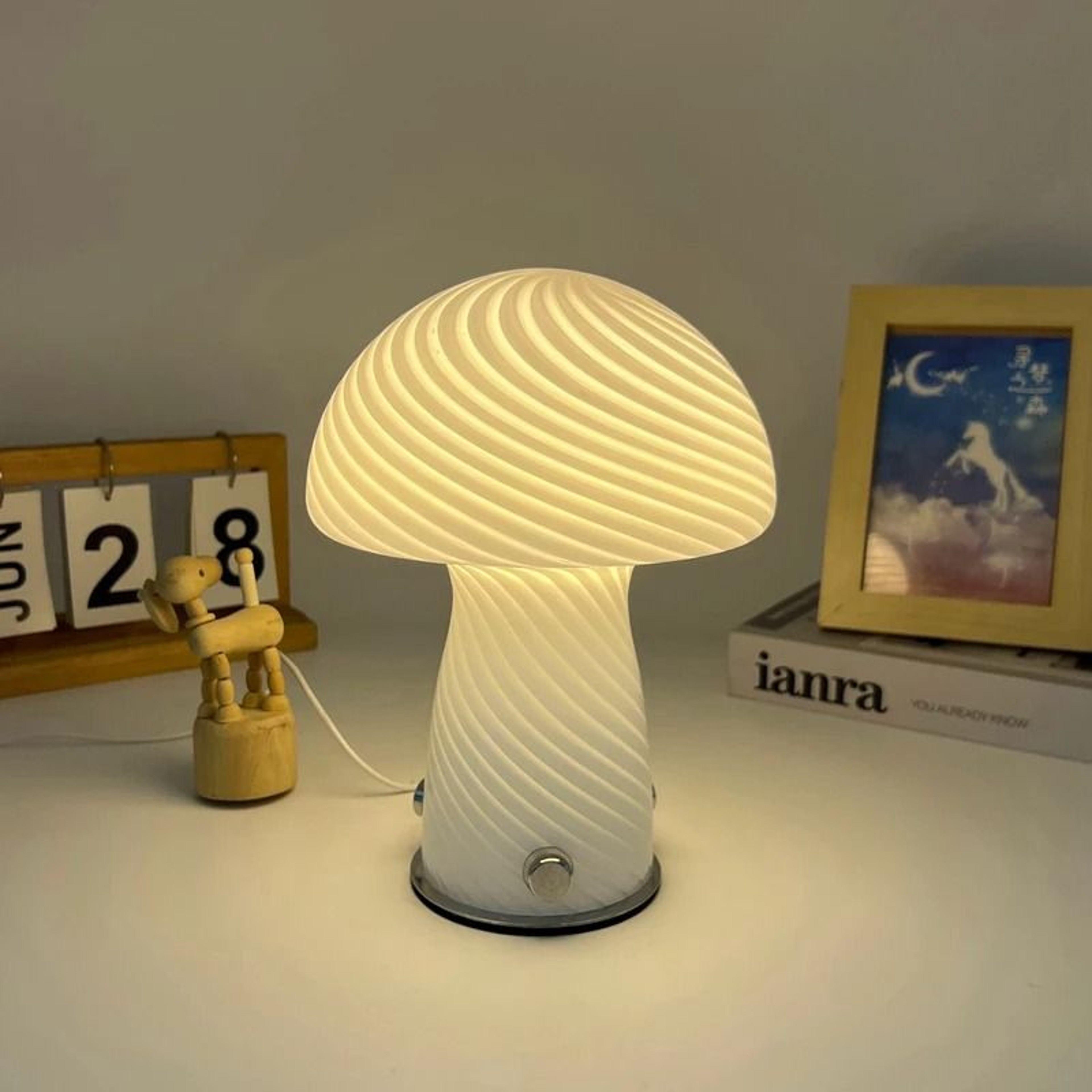 Glass Mushroom Lamp Nordic Bauhaus Vintage Style 5