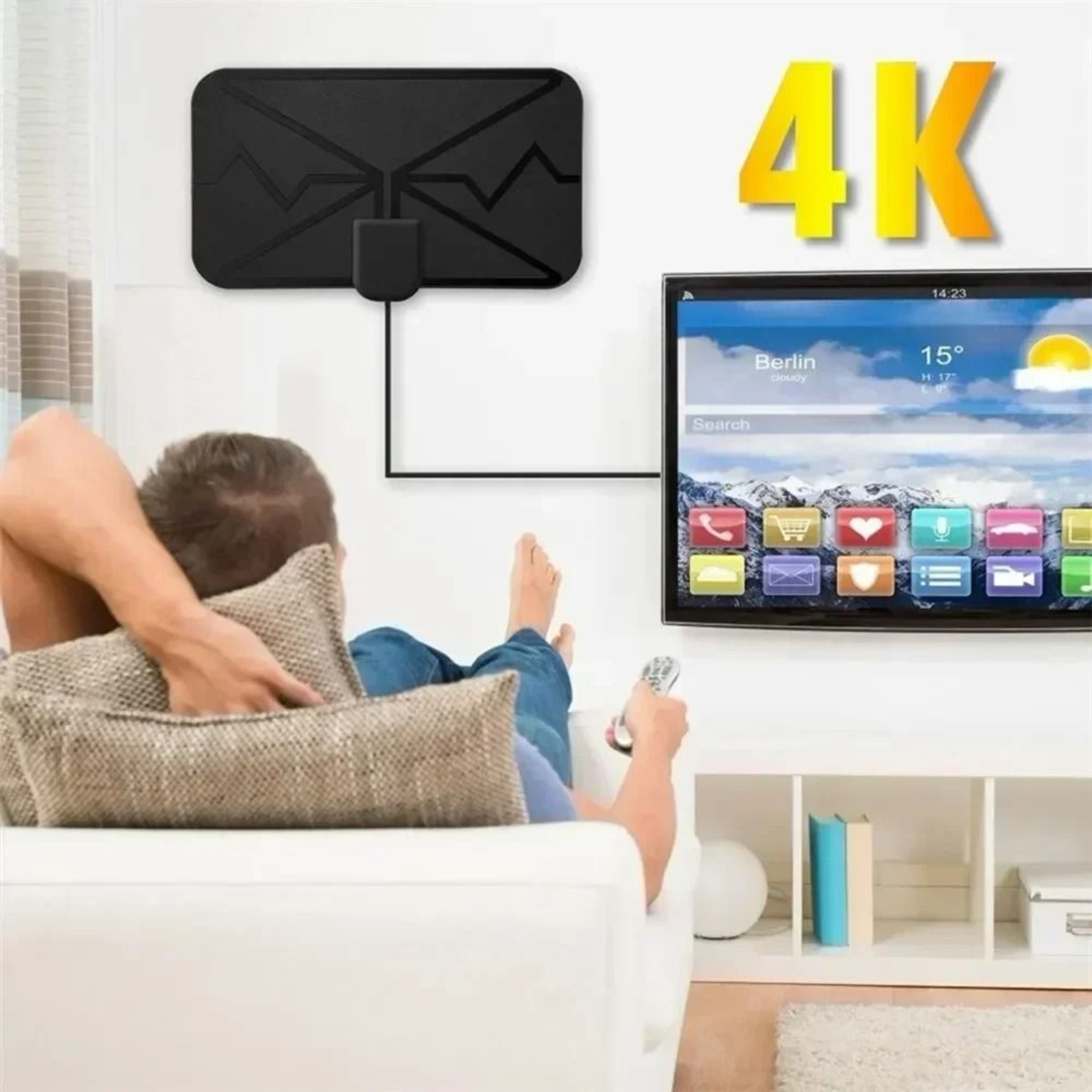 3600 Miles Indoor Digital Amplified HDTV Antenna 4