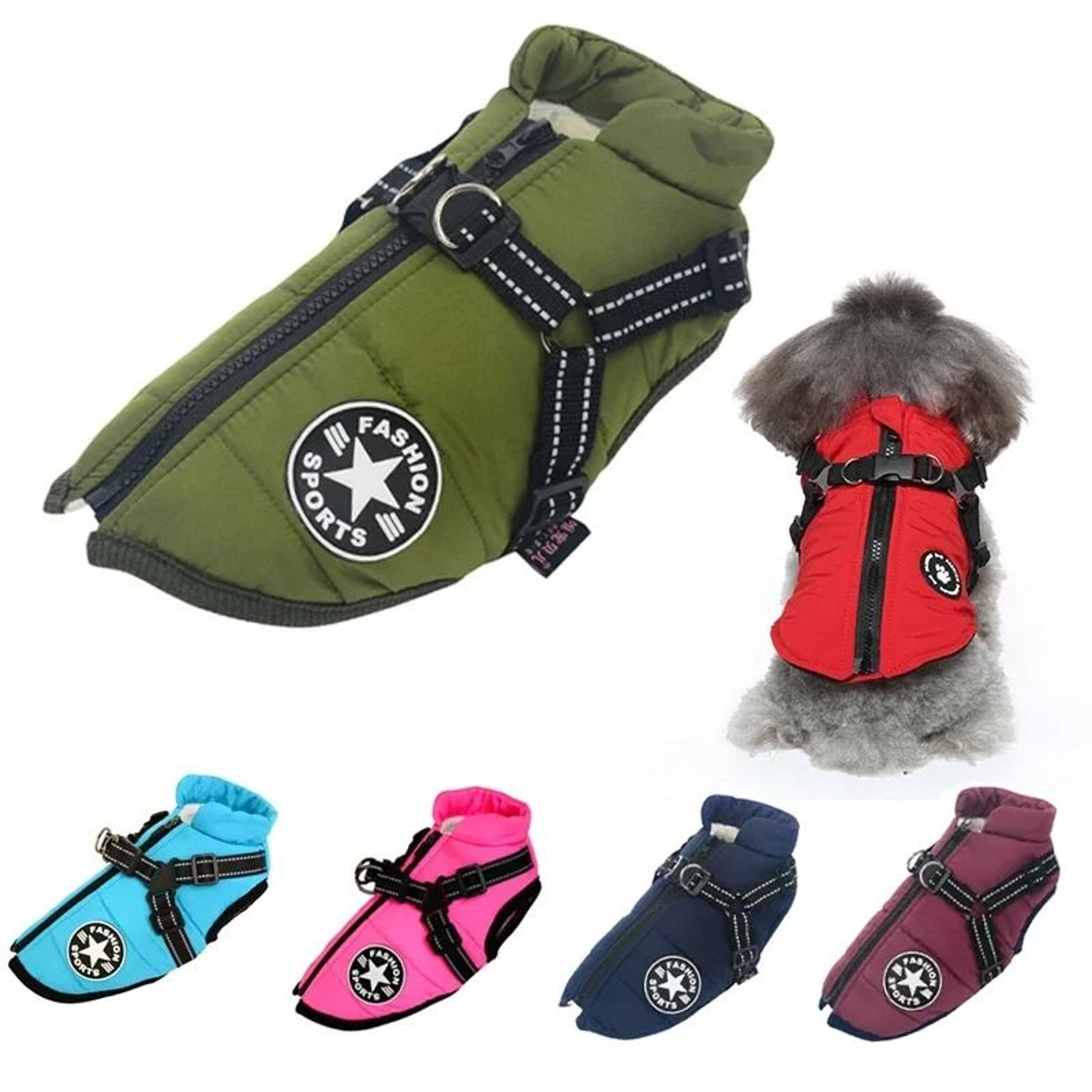 Large Pet Dog Jacket With Harness 0