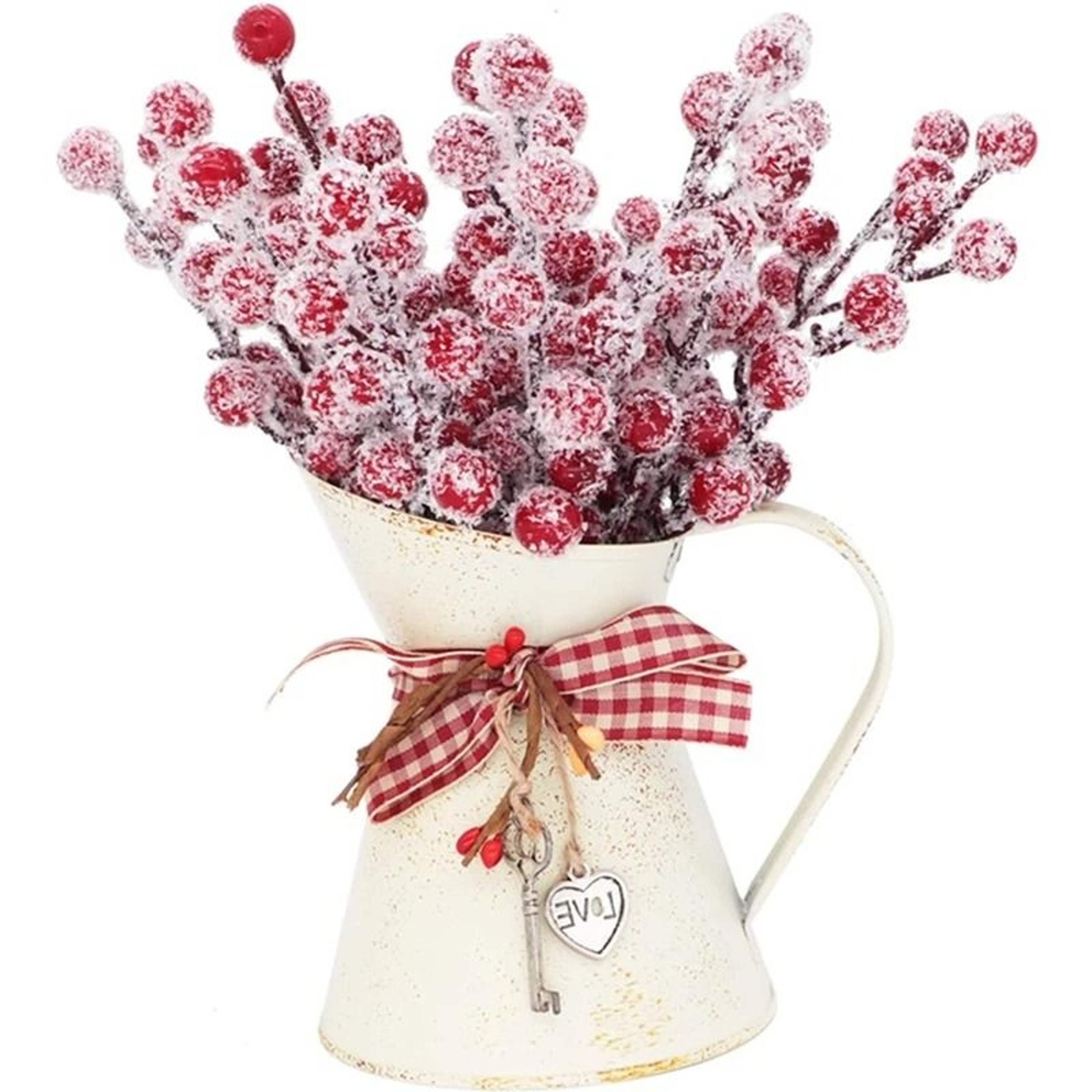 5 Or 10 Piece Christmas Snowflake Red Berry Branch Decorations 2