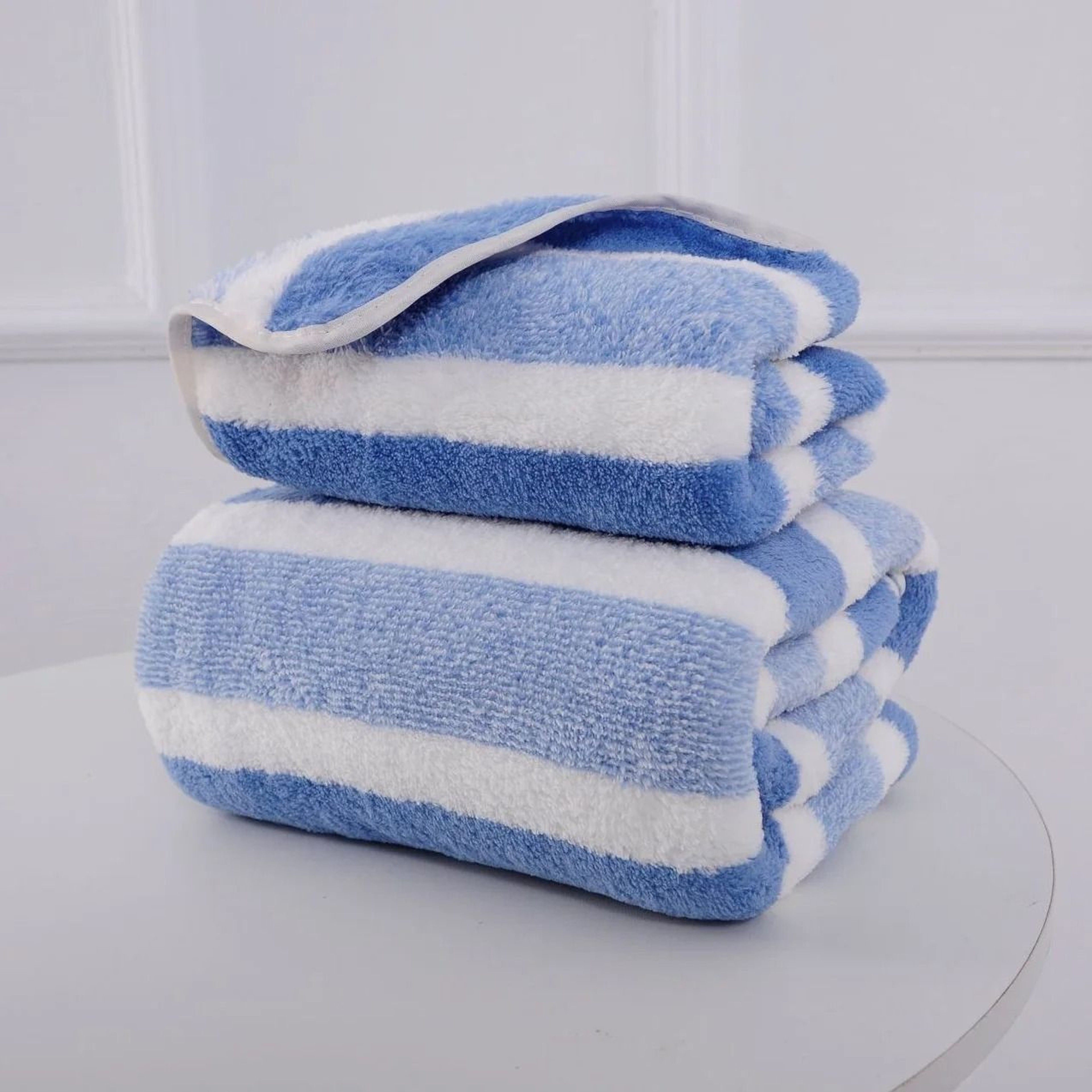 Striped Soft Quick Drying Towel Set For Face And Bath 8